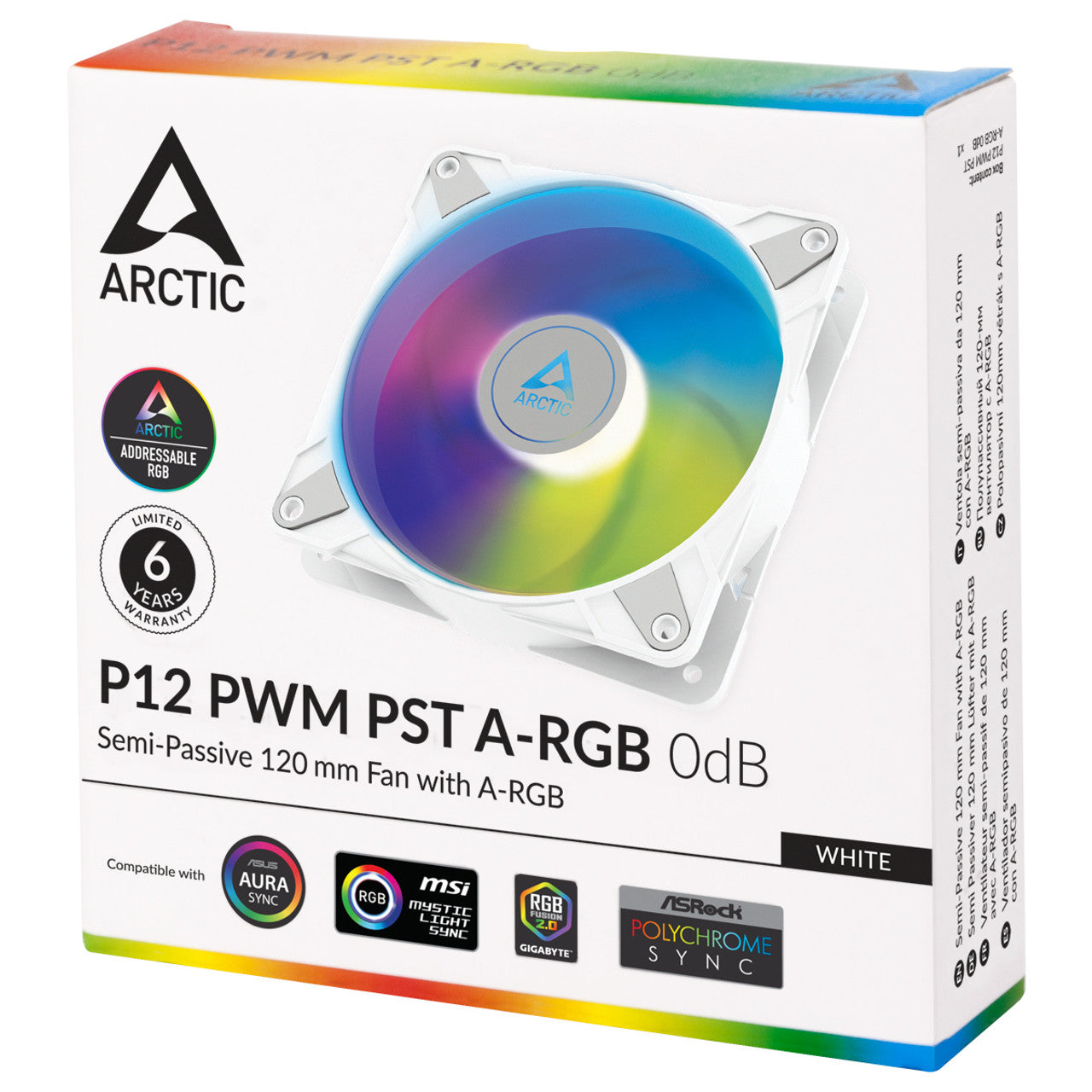 Arctic P12 PWM PST A-RGB 120 mm | 2000 rpm | 4-Pin Case Fan with Cable Splitter (White) - ACFAN00254A