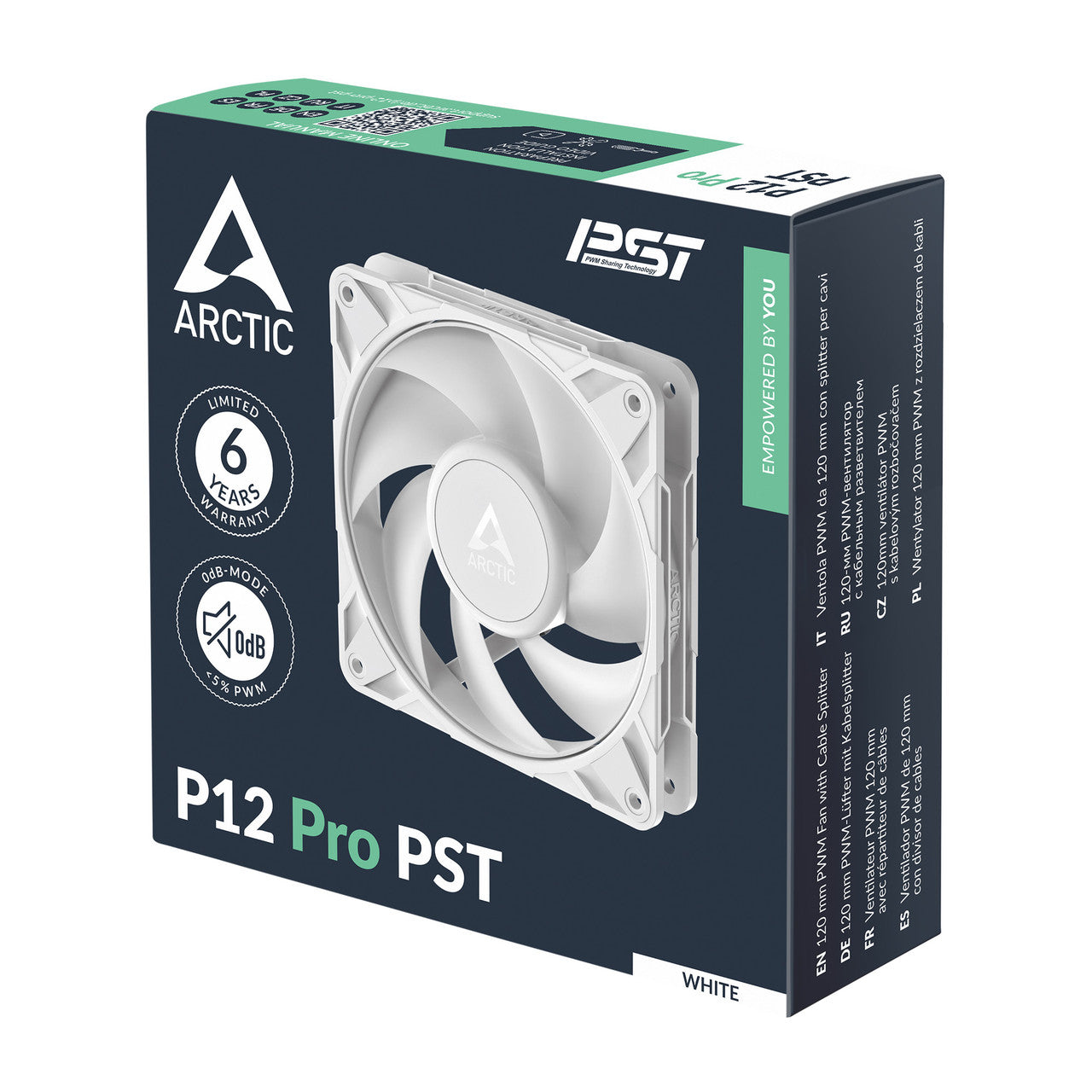 Arctic P12 Pro PST PWM | 120 mm | 3000 rpm | 4-Pin Case Fan with Cable Splitter (White) ACFAN00308A