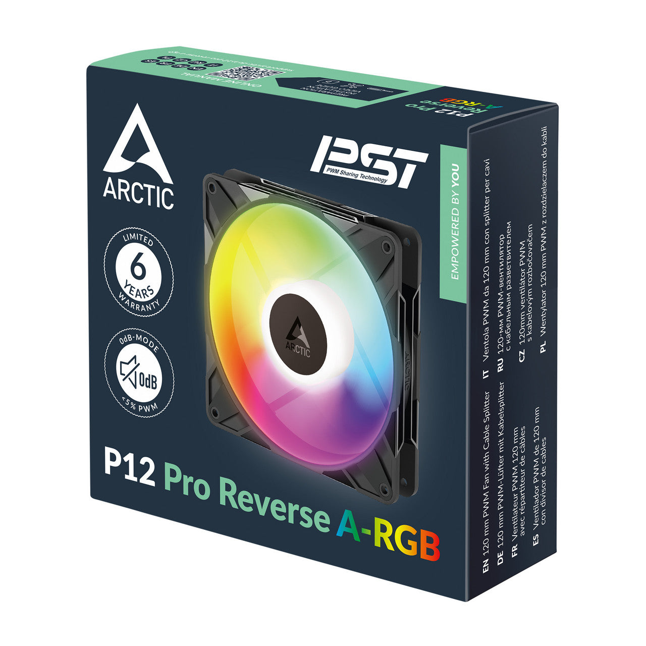 Arctic P12 Pro Reverse A-RGB PWM | 120 mm | 3000 rpm | 4-Pin Case Fan with Cable Splitter (Black) ACFAN00322A