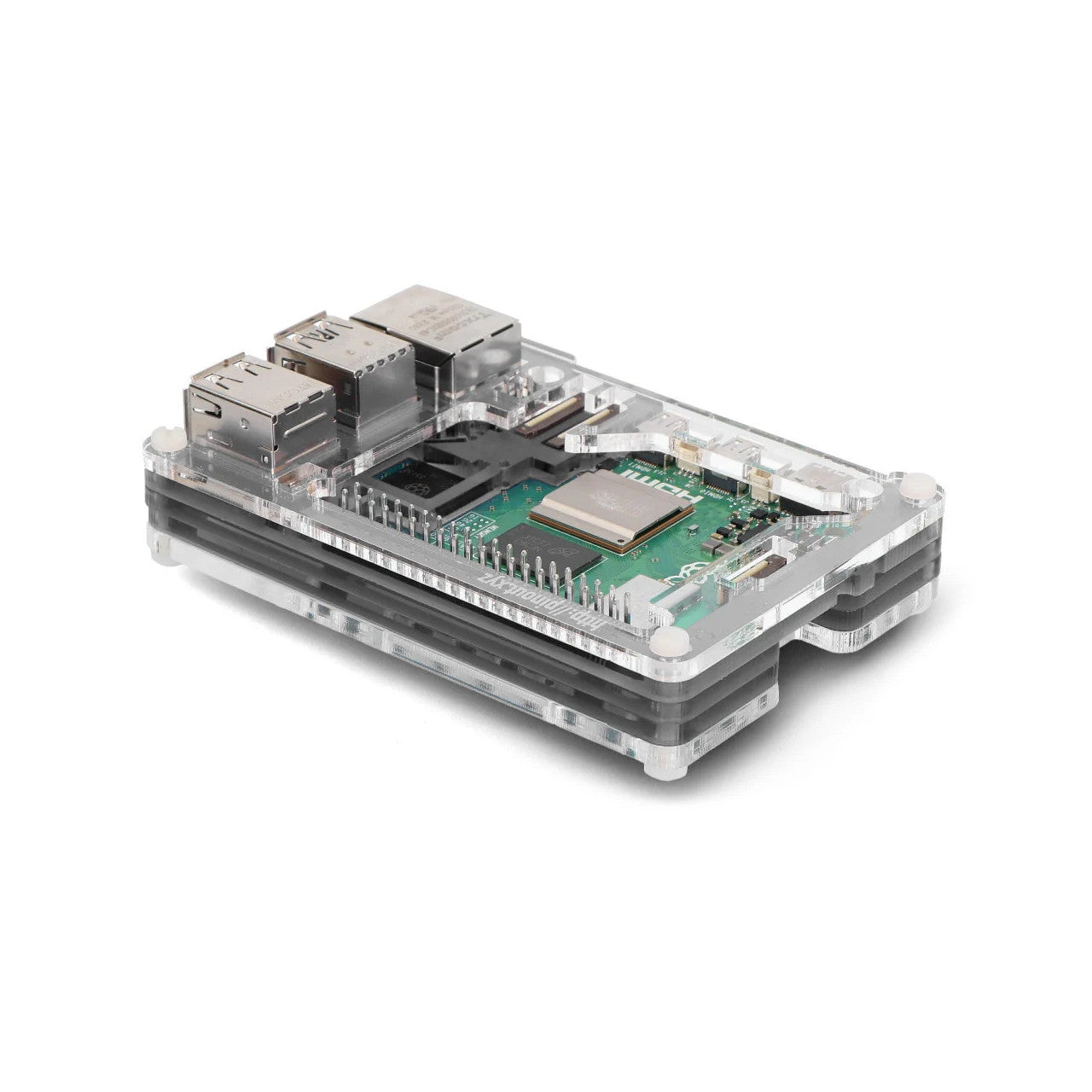 Pibow Coupe 5 Case for Raspberry Pi 5, Slimline Design, Compatible with Active Cooling, Clear Top, HAT/pHAT Ready, Ninja PIM677