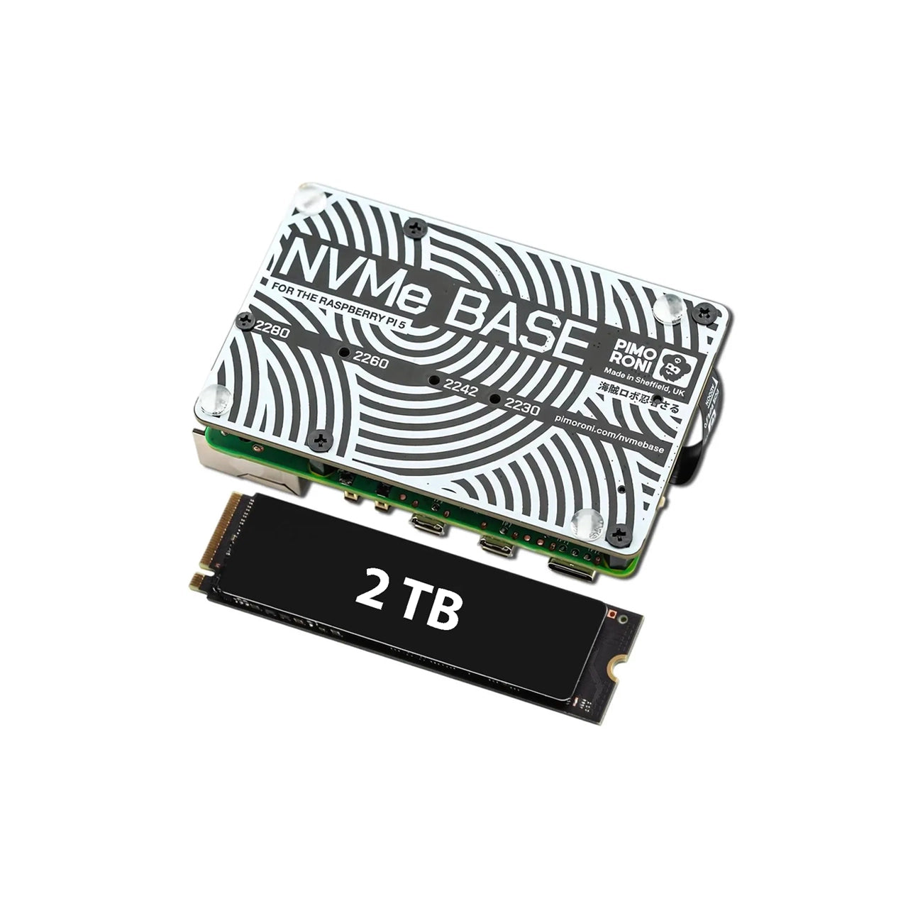 Pimoroni NVMe Base M.2 HAT PCIe Extension w/ (1TB/2TB) M.2 2280 Internal Solid State Drive SSD