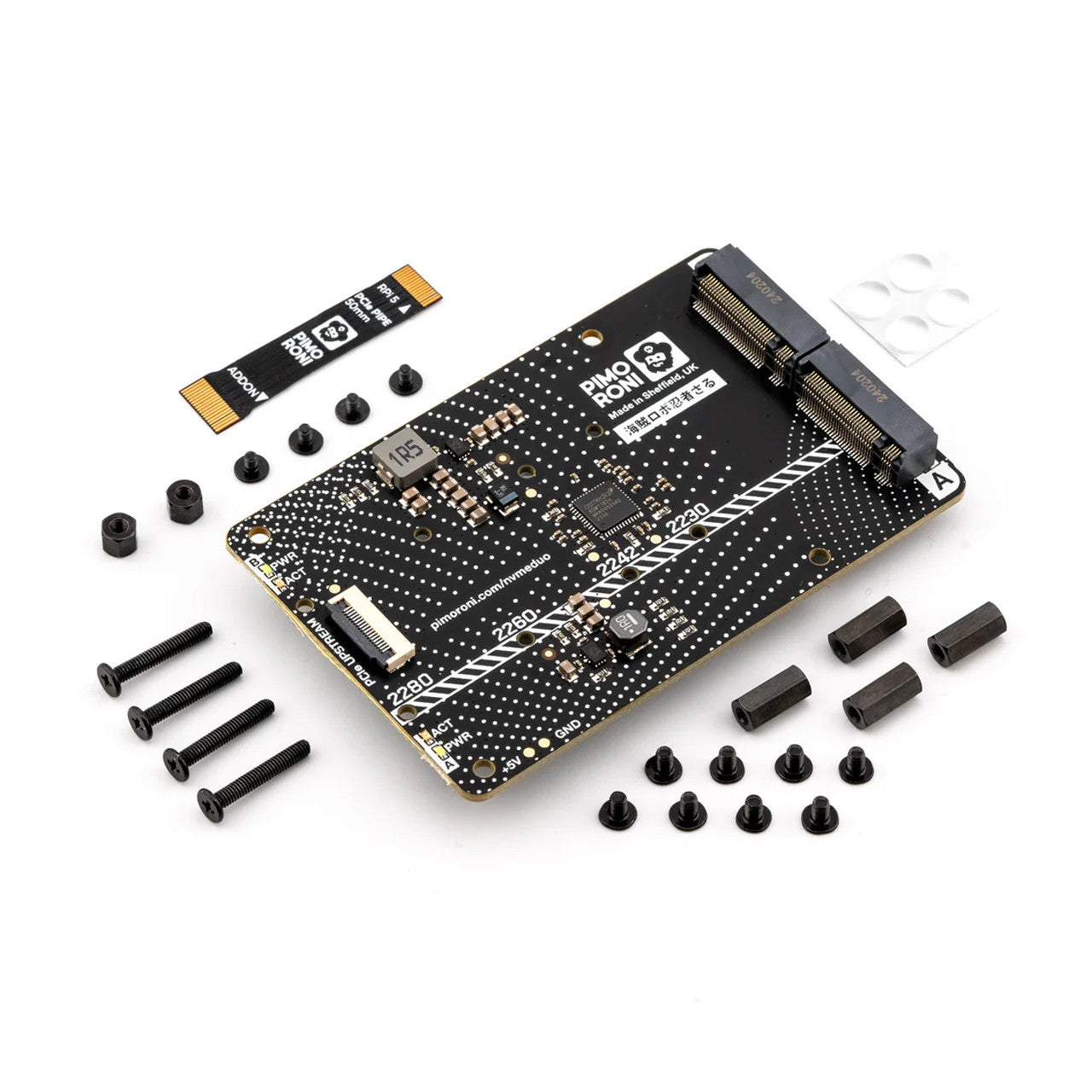 Pimoroni NVMe Base Duo for Raspberry Pi 5 M.2 HAT PCIe Extension Board (M.2 2230 to 2280 Supported) PIM704