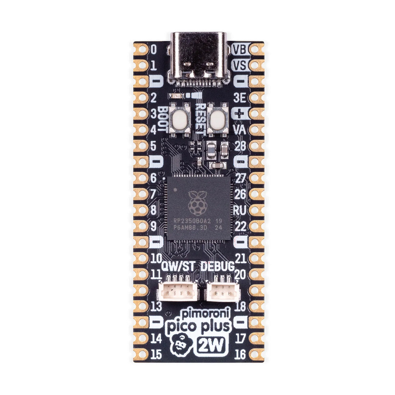 Pimoroni Pico Plus 2 W RP2350 16MB of flash, 8MB of PSRAM, USB-C 2.4GHz wireless / Bluetooth microcontroller PIM726