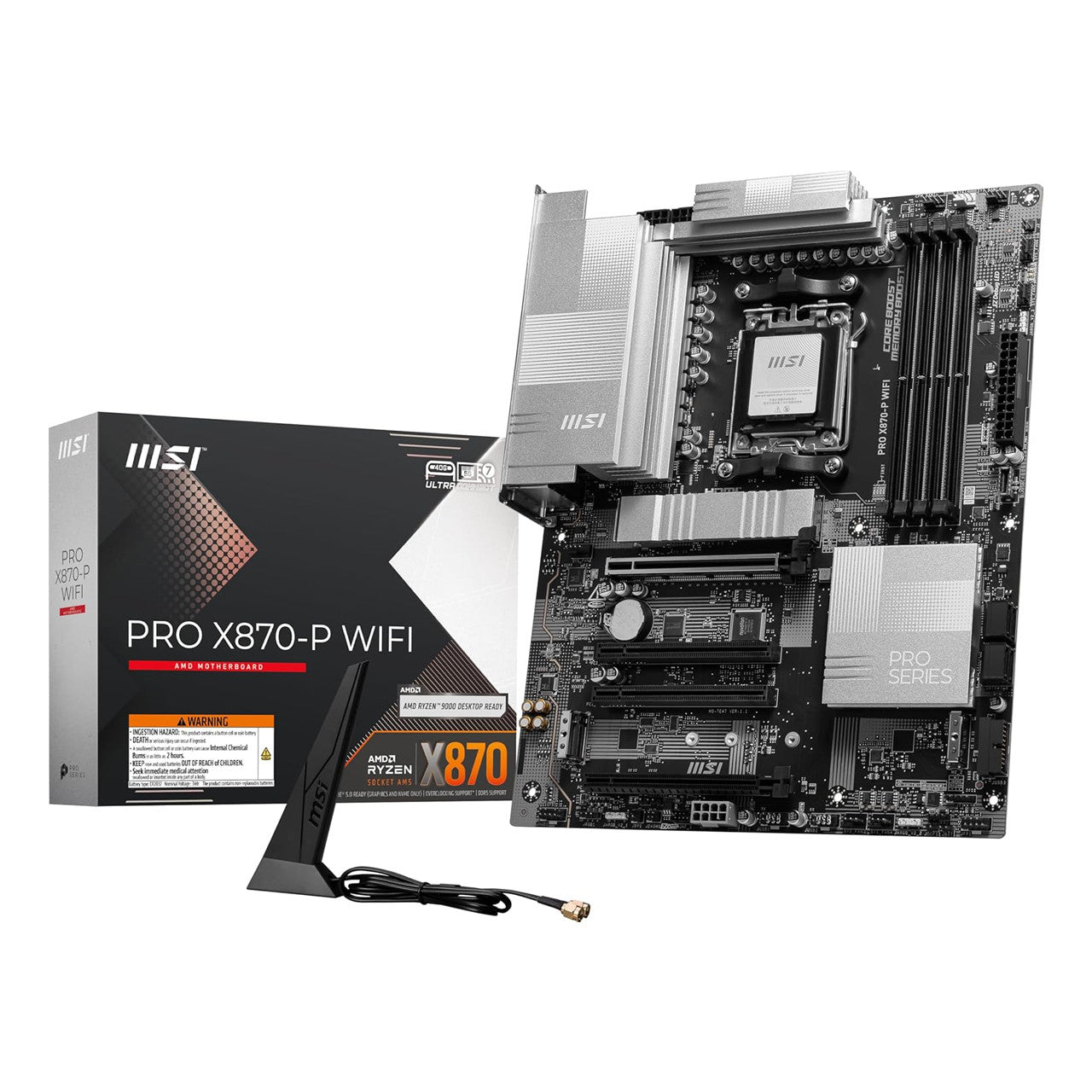 MSI ProSeries Motherboard, AMD Ryzen 9000/8000/7000 Processors, AM5, DDR5, PCIe 5.0, M.2 Gen5, WiFi 7 PRO X870-P WIFI