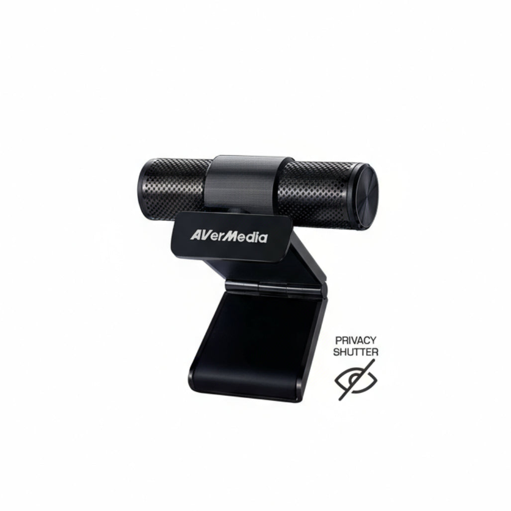 AVerMedia PW313 Live Streamer CAM Full HD 1080P Streaming Webcam, Privacy Shutter, Dual Microphone, 360 Degree Swivel Design, Exclusive AI Facial Tracking Stickers