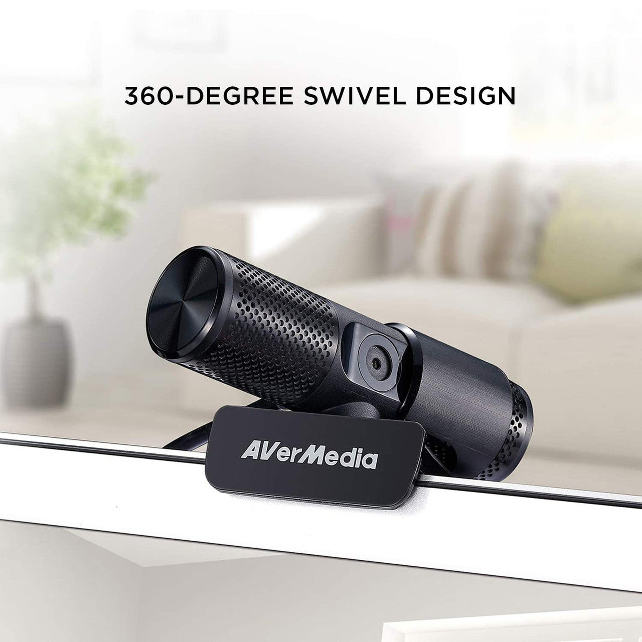 AVerMedia PW313 Live Streamer CAM Full HD 1080P Streaming Webcam, Privacy Shutter, Dual Microphone, 360 Degree Swivel Design, Exclusive AI Facial Tracking Stickers