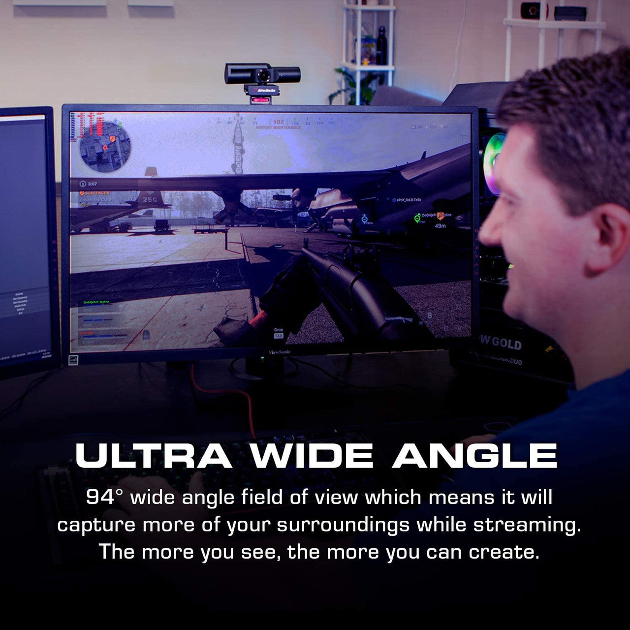 AVerMedia PW513 Live Streamer CAM Plug & Play USB 3.0, 4K UHD, Wide-Angle Lens Webcam