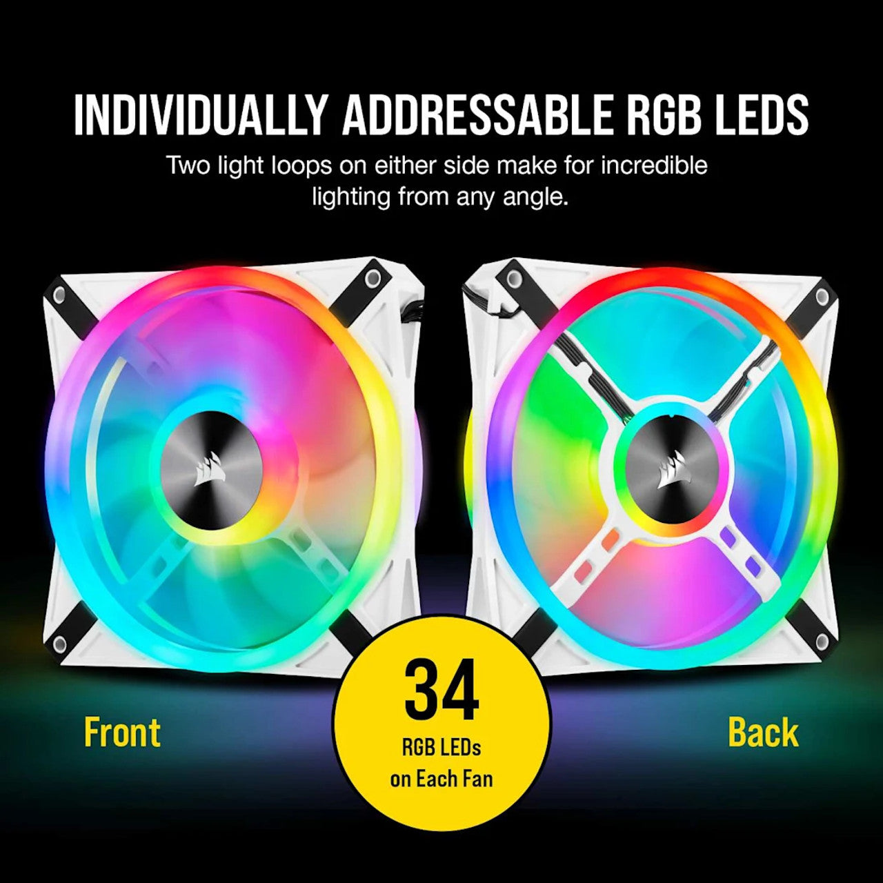 Corsair iCUE QL140 RGB 140mm | 1250 rpm | PWM Fan 4-Pin Case Fan (White) - CO-9050105-WW