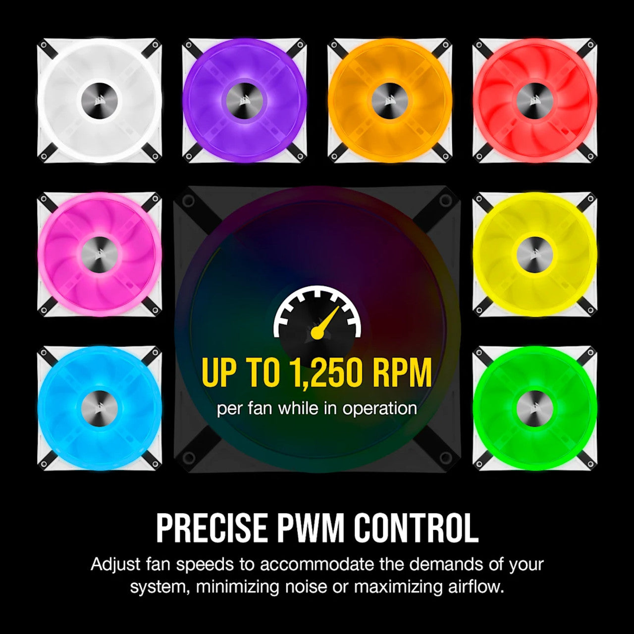 Corsair iCUE QL140 RGB 140mm | 1250 rpm | PWM Fan 4-Pin Case Fan (White) - CO-9050105-WW