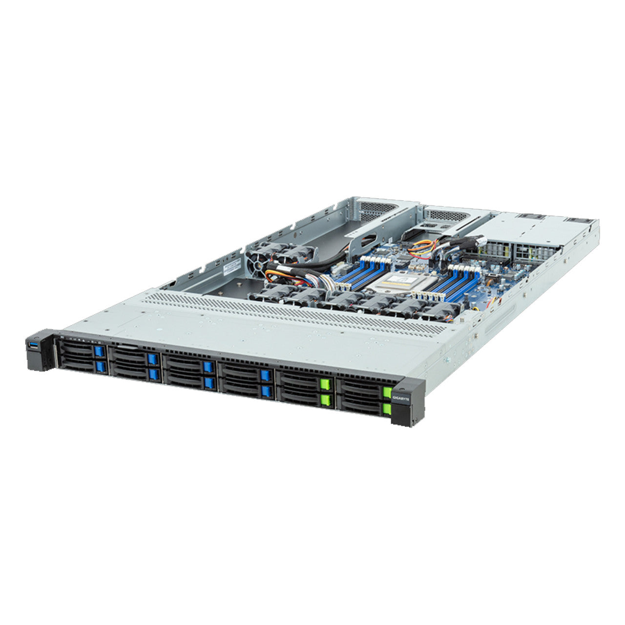 Gigabyte 1U Rack Server - AMD EPYC 8004, 1x PCIe Gen5 GPU, 1x Gen3 M.2, 4+8 Gen4 NVME/SATA/SAS Bays R143-EG2 Rev. AAC2