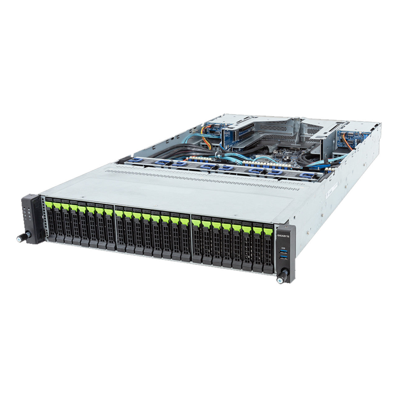 Gigabyte 2U Rack Server - 5th/4th Gen Intel Xeon Scalable Dual CPU, 4x Gen5 PCIe Slots, 24+4 Gen4 NVMe/SATA/SAS Bays R283-S92 Rev. AAE1