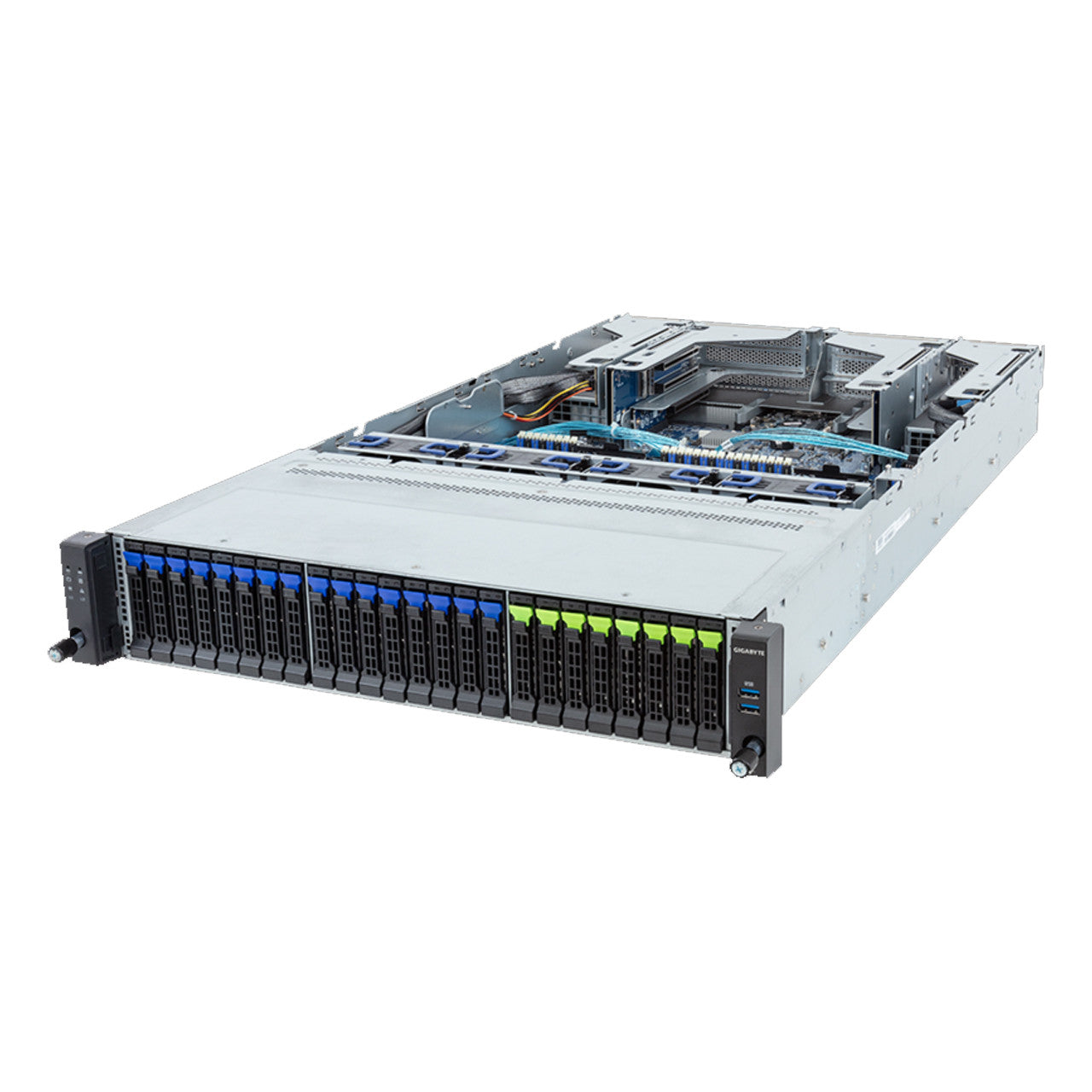 Gigabyte 2U Rack Server - 5th/4th Gen Intel Xeon Scalable Dual CPU, 4+4 Gen5 PCIe Slots, 24 Gen4 NVMe/SATA/SAS Bays R283-S92 Rev. AAE3