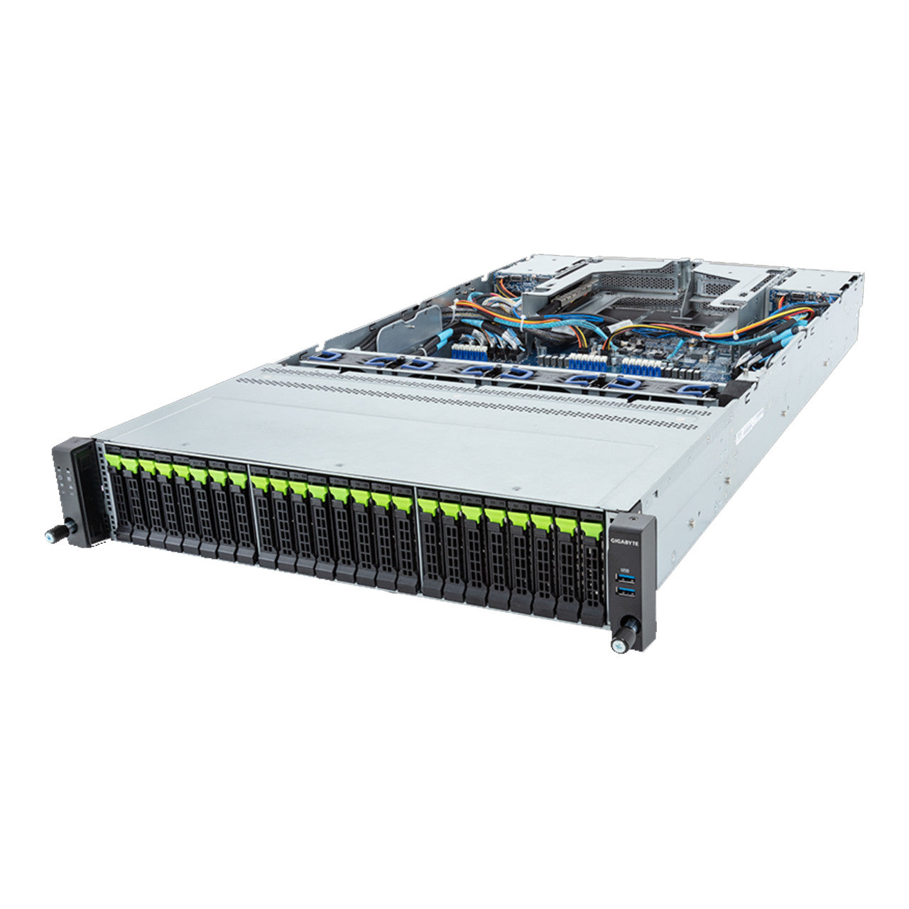 Gigabyte 2U Rack Server - AMD EPY 9004, Dual CPU, 2x Gen3 M.2, 24+4 Gen5 NVMe/SATA/SAS-4 Bays R283-Z96 Rev. AAE1