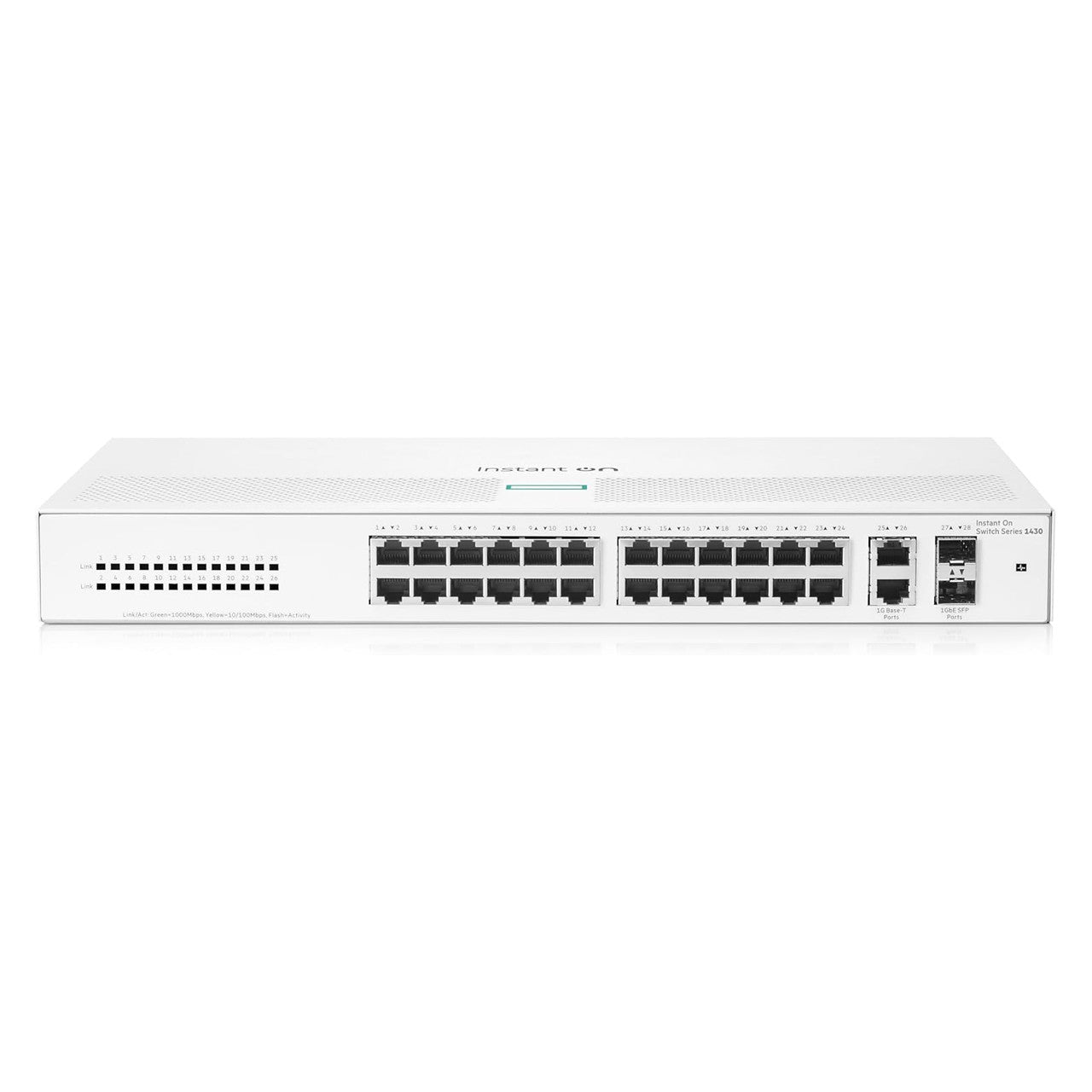 HPE Networking Instant On 1430 26-Port Gb Unmanaged Layer 2 Ethernet Switch | 26x 1G | 2X SFP Uplink | Fan-Less | US Cord | R8R50A#ABA