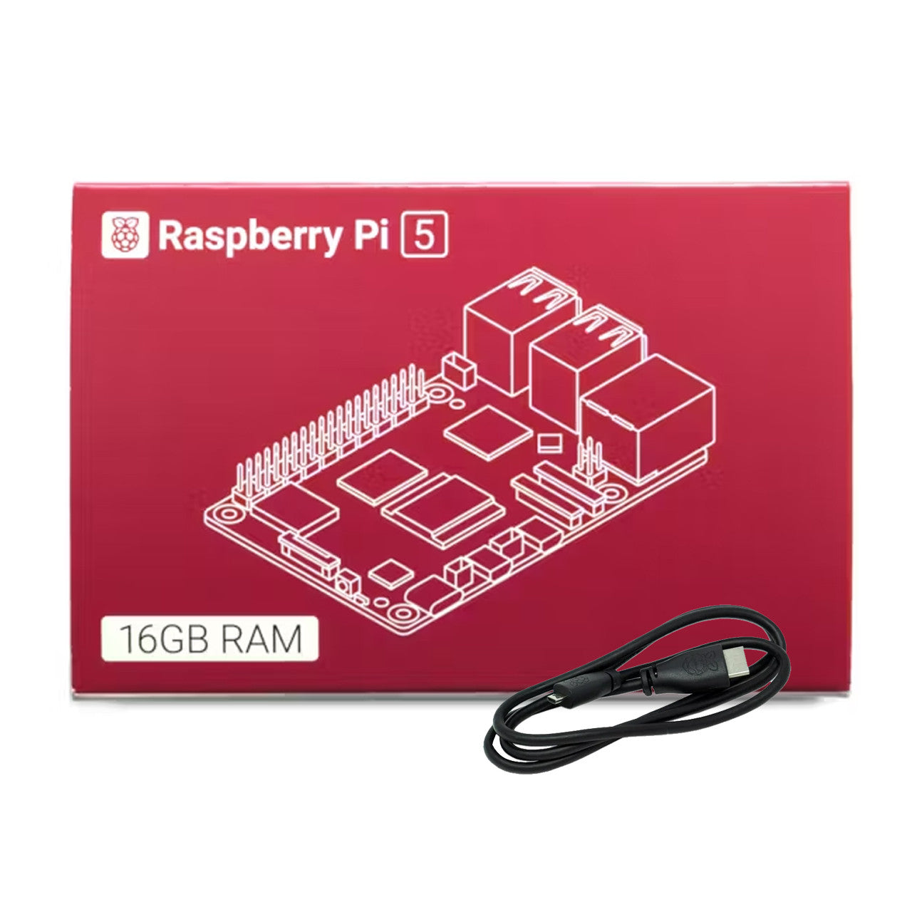 Raspberry Pi 5 16GB Single Board Computer with HDMI Cable