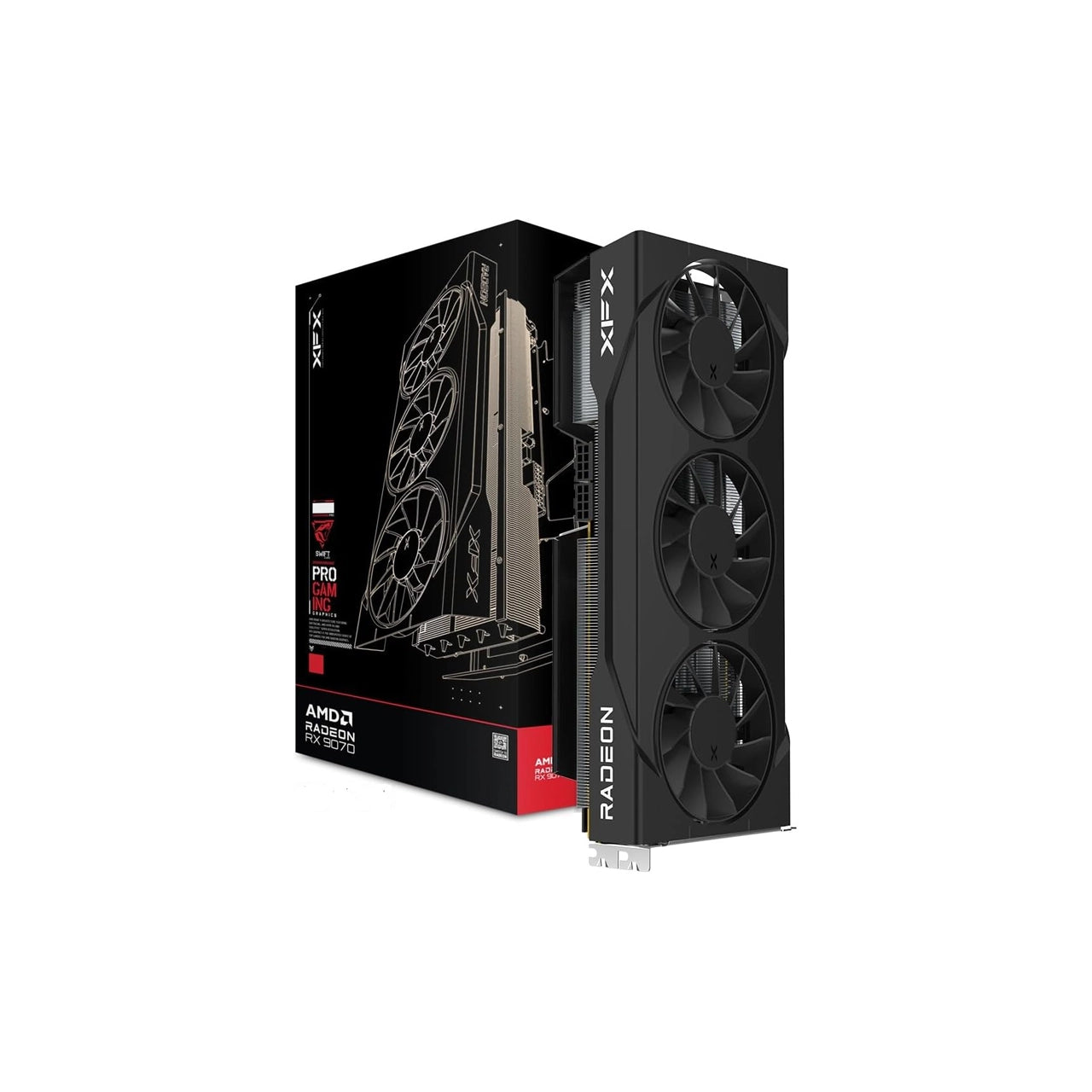 XFX Swift AMD Radeon RX 9070 GRE | 12GB GDDR6 Triple Fan RDNA 4 Graphics Card | HDMI 3xDP | Black/White