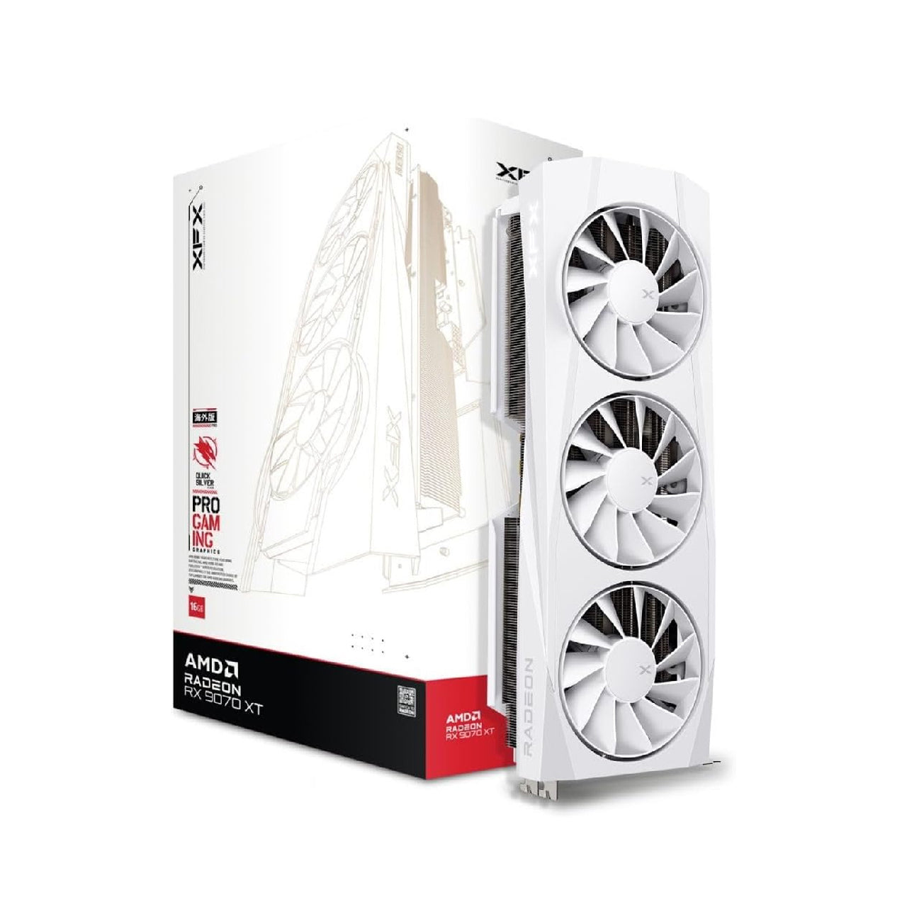 XFX Quicksilver AMD Radeon RX 9070XT White Gaming Edition with 16GB GDDR6 - RX-97TQICKW9