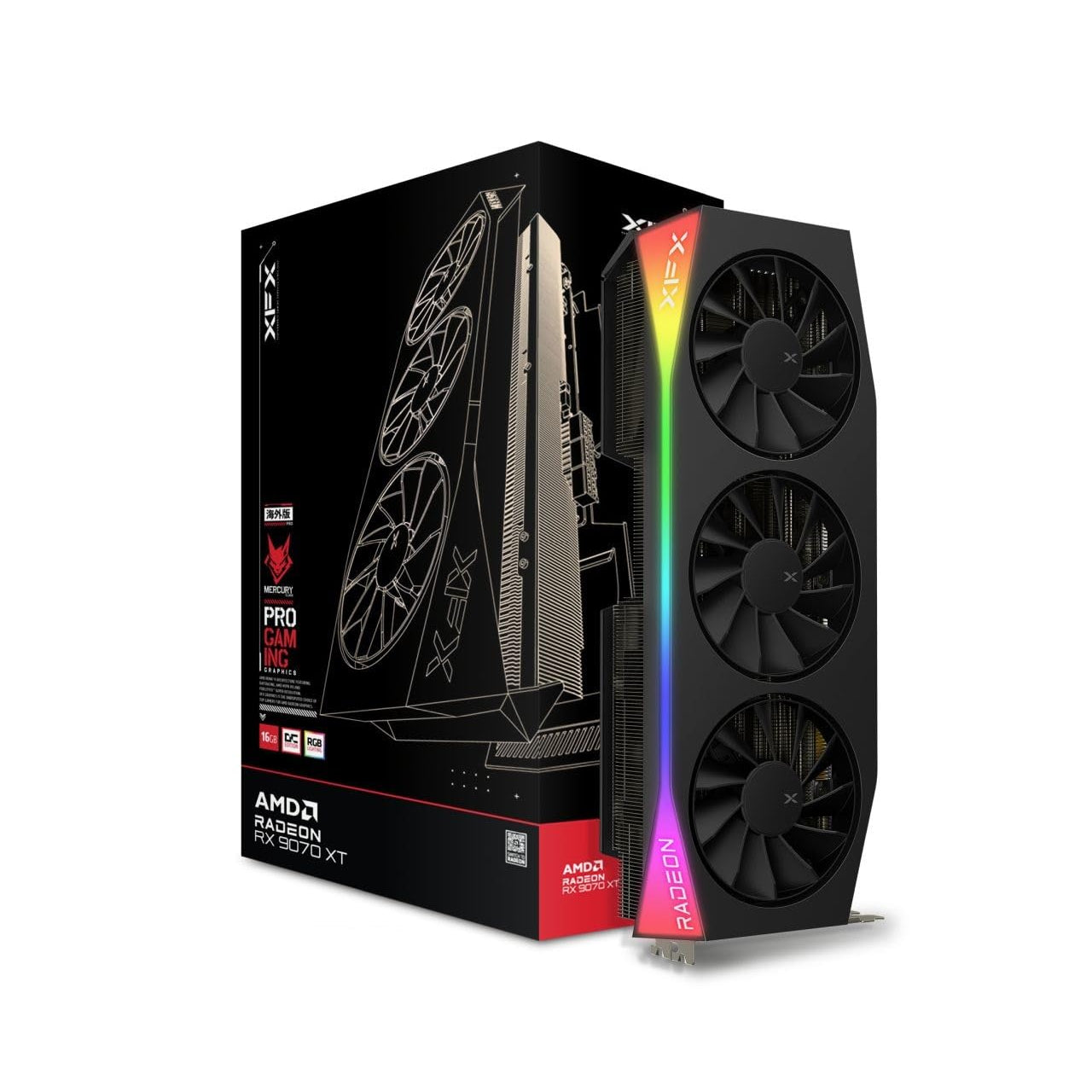 XFX Mercury AMD Radeon RX 9070XT OC Gaming Edition with RGB 16GB - RX-97TRGBBBA