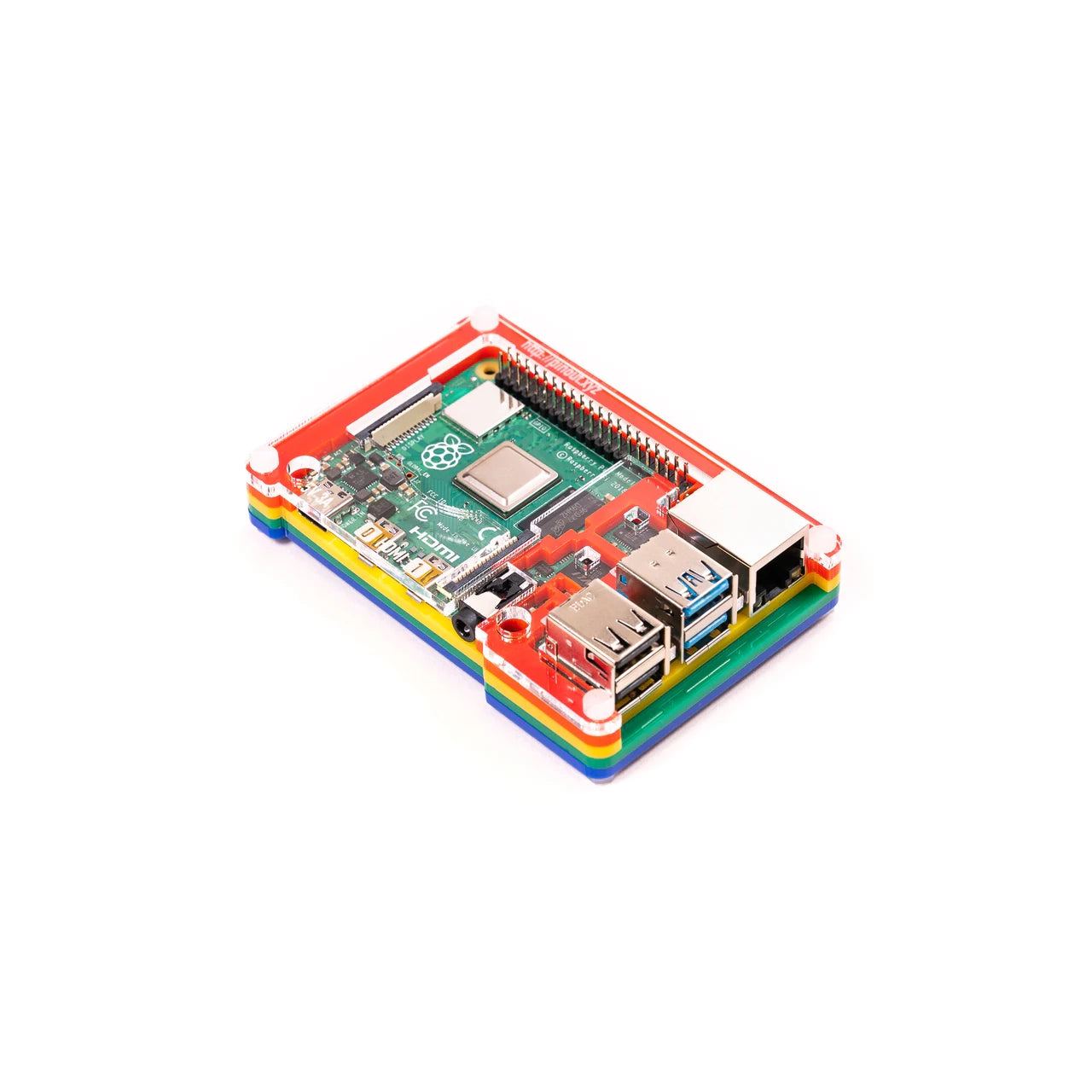 Pimoroni Pibow Coupe 4 Case for Raspberry Pi 4 | Layered Acrylic Design | Ninja/Rainbow