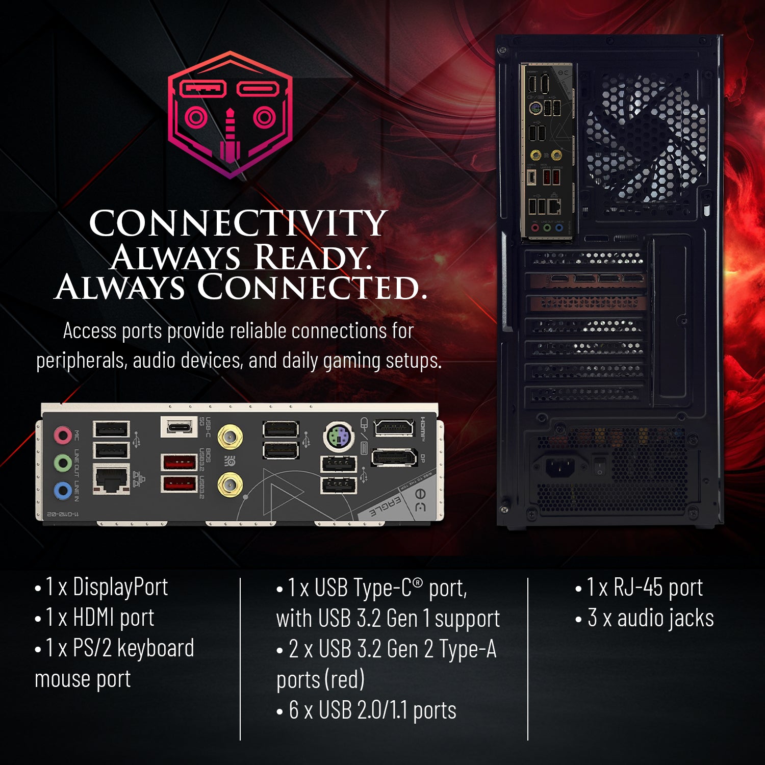 Hachiman PC Ronin Gaming PC, AMD Ryzen 7 7800X3D, NVIDIA GeForce RTX 5060 8GB, 32GB DDR5 6000MHz RGB, 2TB Gen4 NVMe SSD, Wi-Fi 6, Windows 11 Home, Desktop Computer