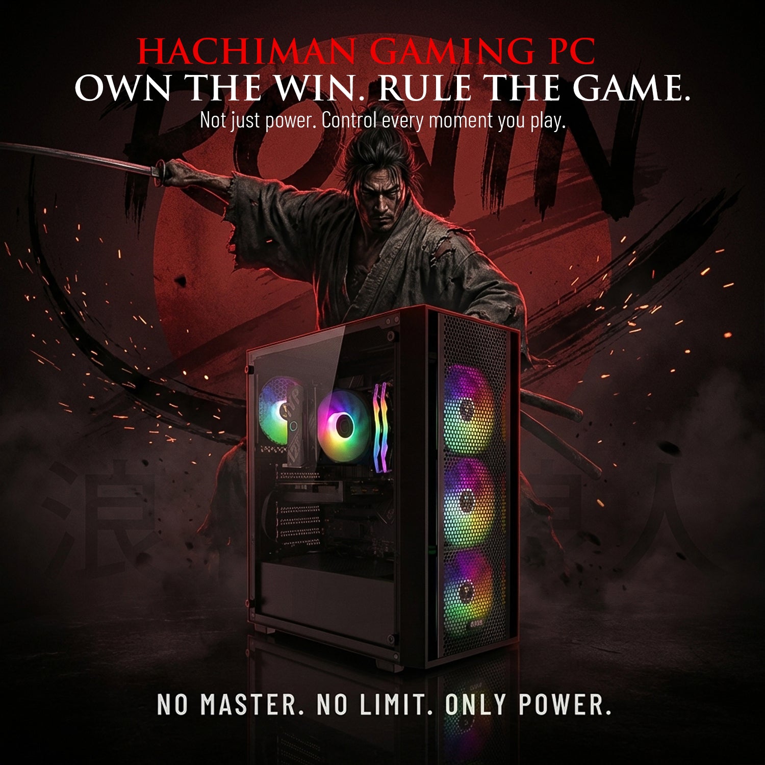 Hachiman PC Ronin Gaming PC, AMD Ryzen 7 7800X3D, NVIDIA GeForce RTX 5060 8GB, 32GB DDR5 6000MHz RGB, 2TB Gen4 NVMe SSD, Wi-Fi 6, Windows 11 Home, Desktop Computer