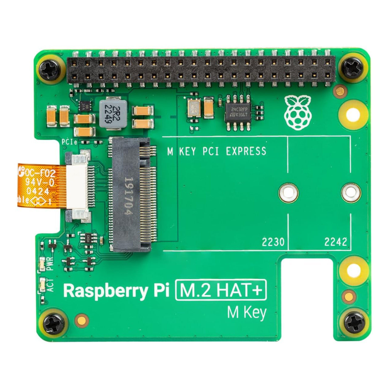 Raspberry Pi M.2 HAT, BOARD ROHS COMPLIANT NVMe drives, AI accelerators to Raspberry Pi 5’s PCIe 2.0 interface SC1166
