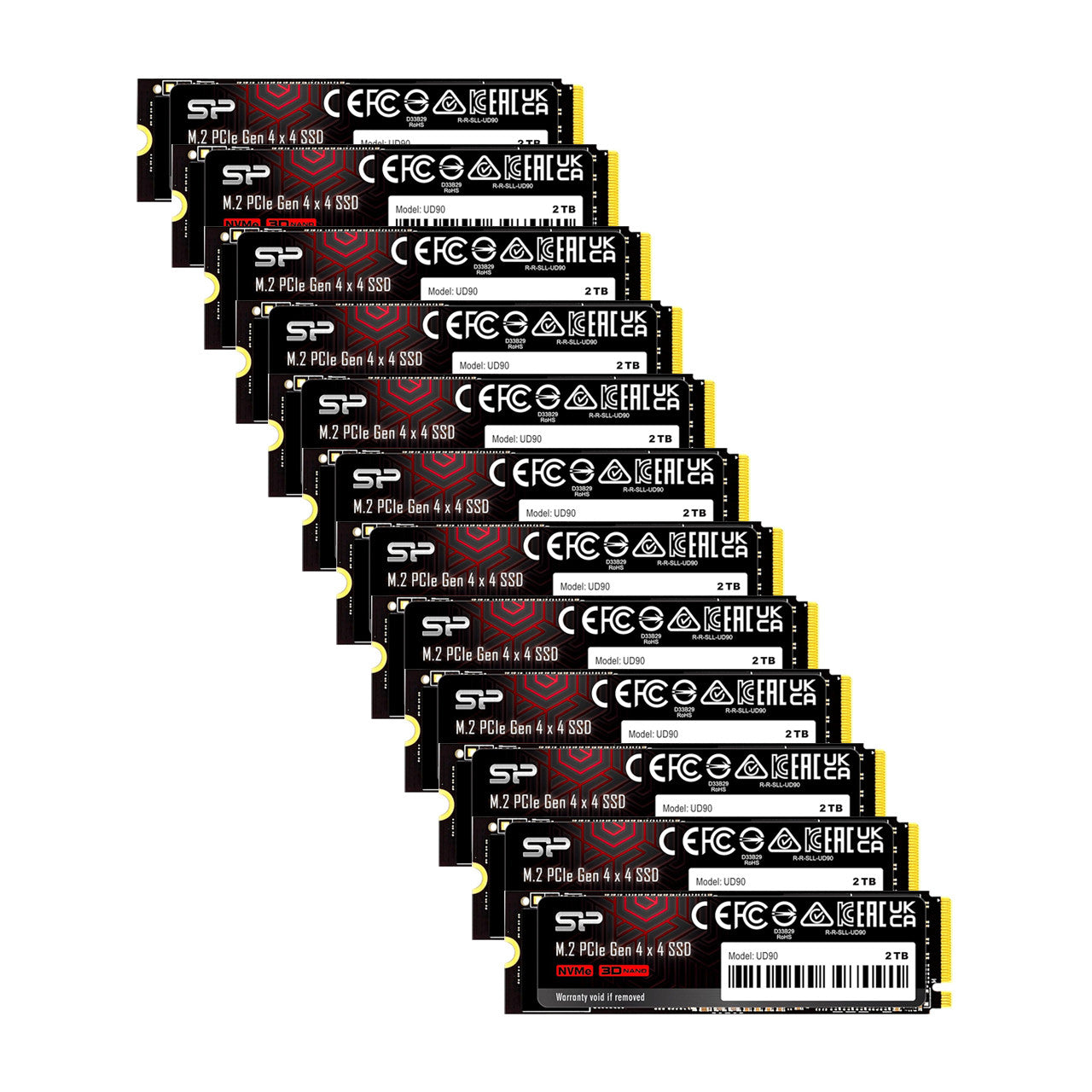 Silicon Power SP02KGBP44UD9005 2TB UD90 NVMe 4.0 Gen4 PCIe M.2 SSD R/W up to 5,000/4,800 MB/s (Pack of 12)