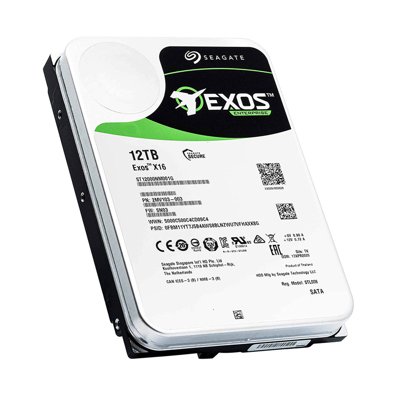Seagate EXOS X16 12TB 7200 RPM 256MB 512E SATA 3.5" Enterprise Internal Hard Drive ST12000NM001G
