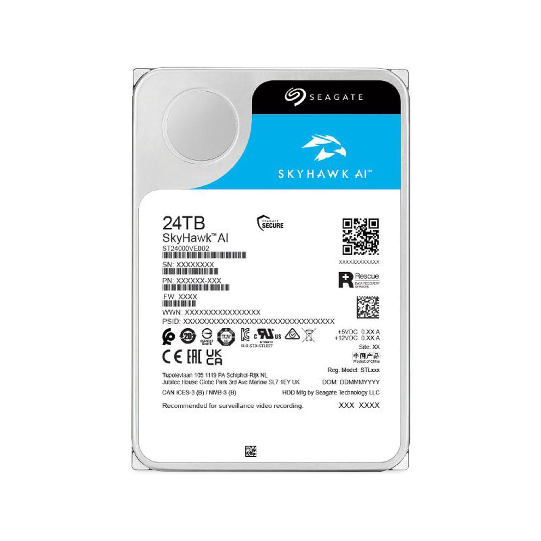 Seagate Skyhawk AI Video Internal Hard Drive HDD 3.5 Inch - 24TB - ST24000VE002