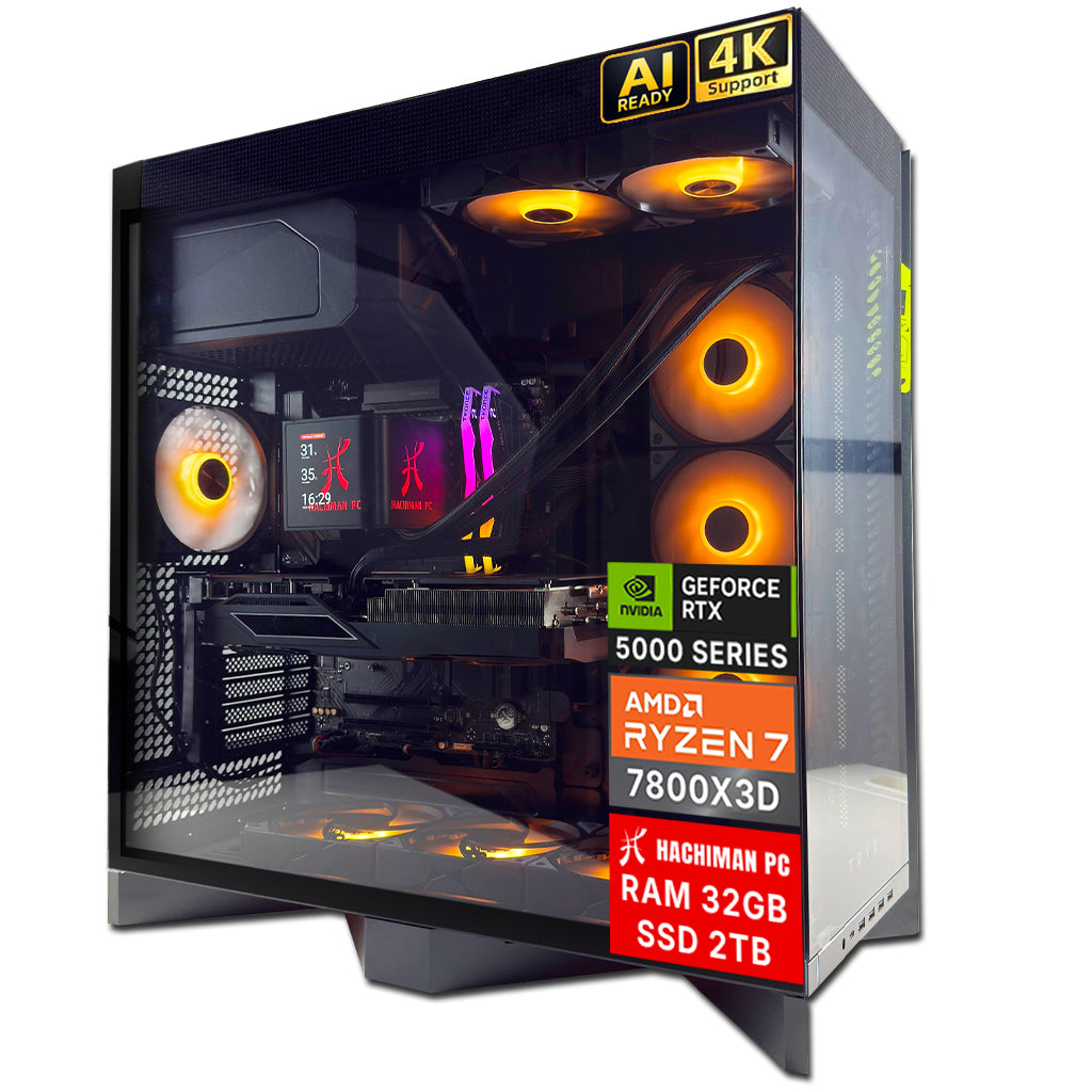 Hachiman PC Shogun Gaming PC, AMD Ryzen 7 7800X3D, NVIDIA GeForce RTX 5080 16GB, 32GB DDR5 6000MHz RGB, 2TB Gen4 NVMe SSD, 360 A-RGB AIO, Wi-Fi 6, Windows 11 Home, Desktop Computer