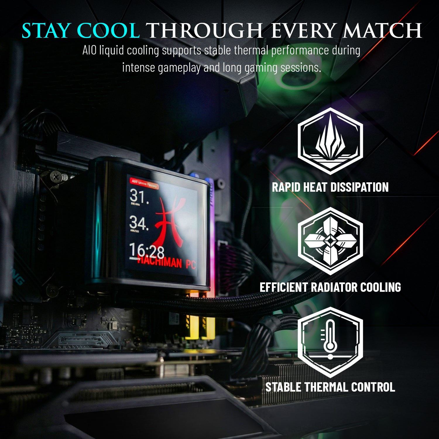 Hachiman PC Shogun Gaming PC, AMD Ryzen 7 7800X3D, NVIDIA GeForce RTX 5080 16GB, 32GB DDR5 6000MHz RGB, 2TB Gen4 NVMe SSD, 360 A-RGB AIO, Wi-Fi 6, Windows 11 Home, Desktop Computer