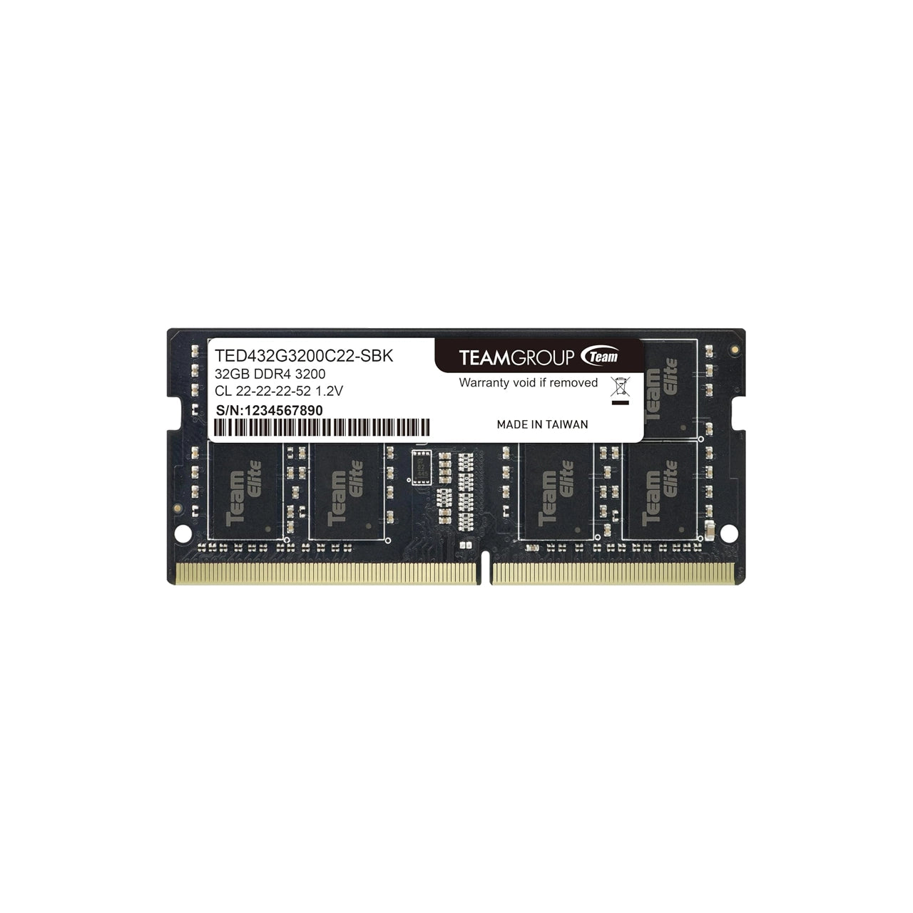 TEAMGROUP Elite DDR4 32GB Single 3200MHz PC4-25600 CL22 Non-ECC 1.2V SODIMM for Laptop, Notebook - TED432G3200C22-S01