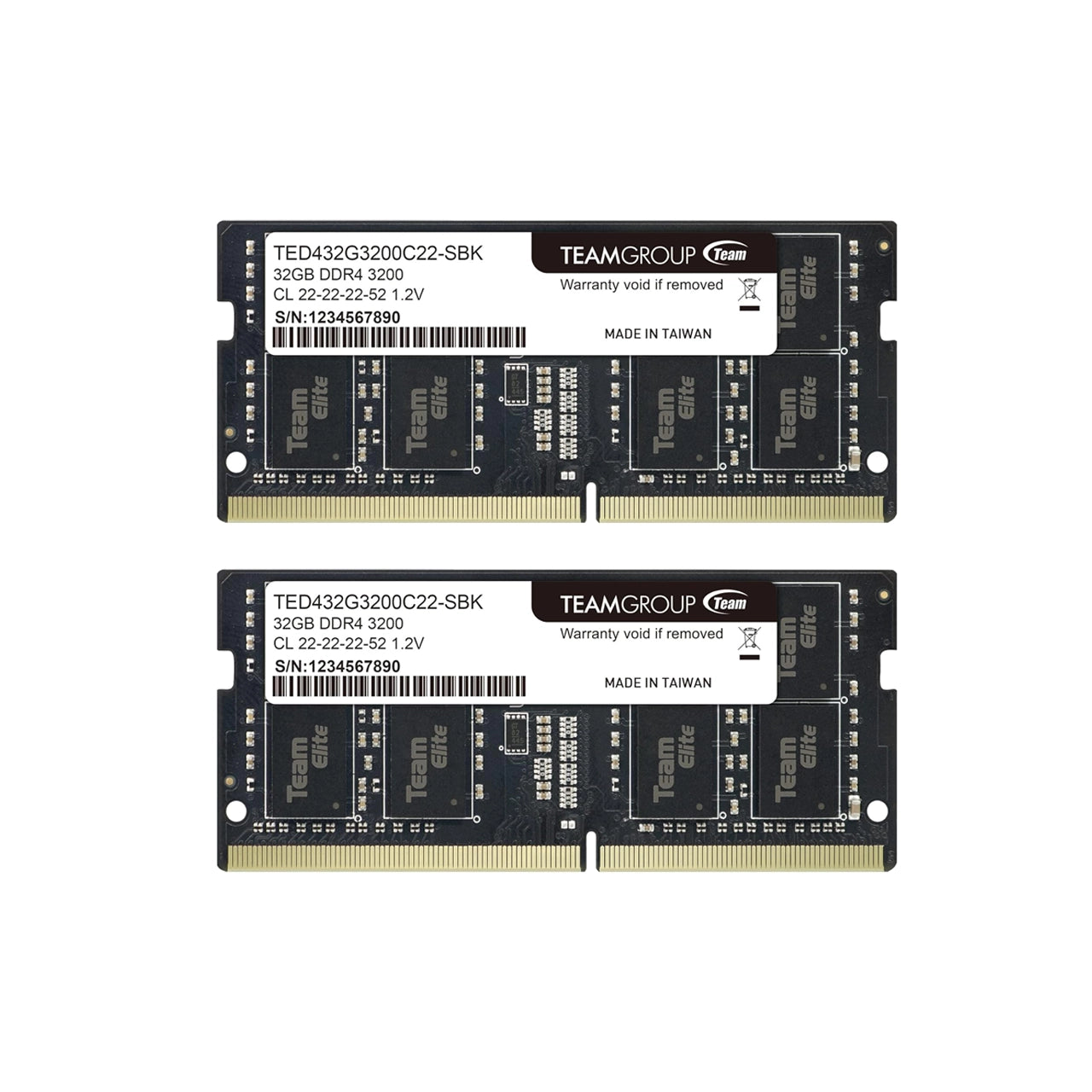 TEAMGROUP Elite DDR4 64GB Kit (2 x 32GB) 3200MHz PC4-25600 CL22 Non-ECC 1.2V SODIMM for Laptop, Notebook
