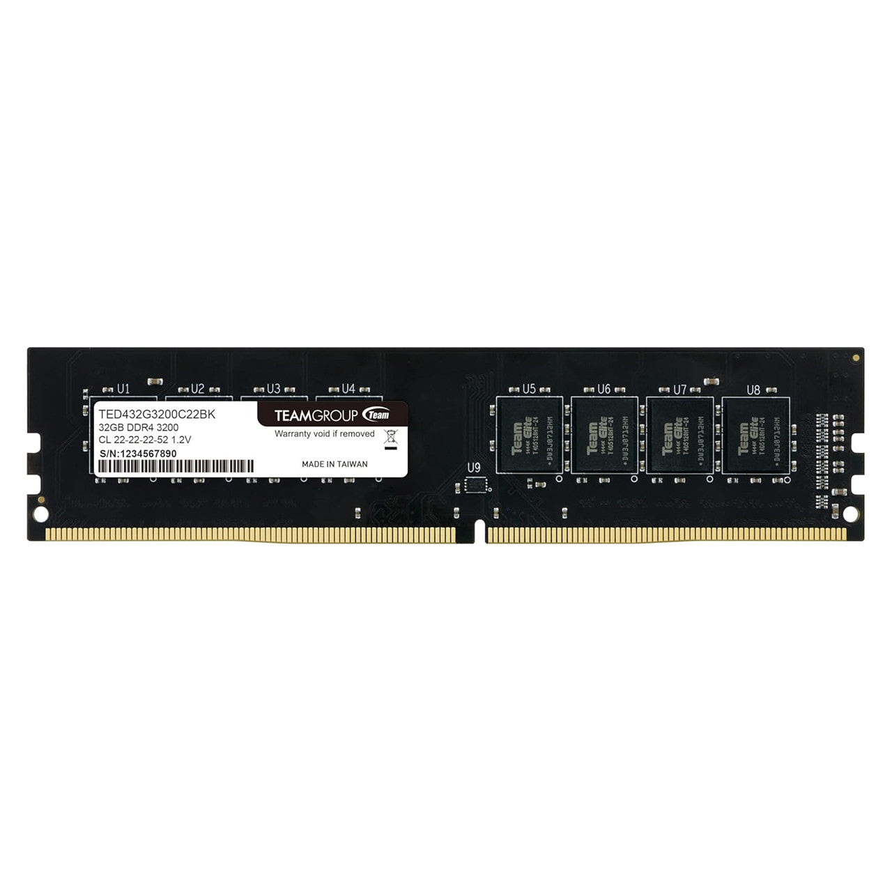 TEAMGROUP Elite DDR4 32GB (1×32GB) 3200MHz CL22 desktop RAM delivers stable, power-efficient performance for faster multitasking and everyday computing.