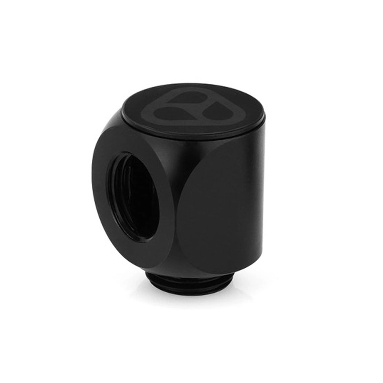 Thermal Grizzly DeltaMate Rotary - 90° Black Water Cooling Fitting Thread, CNC-Machined Brass Matte (Black) - TG-DM-FIT-0003