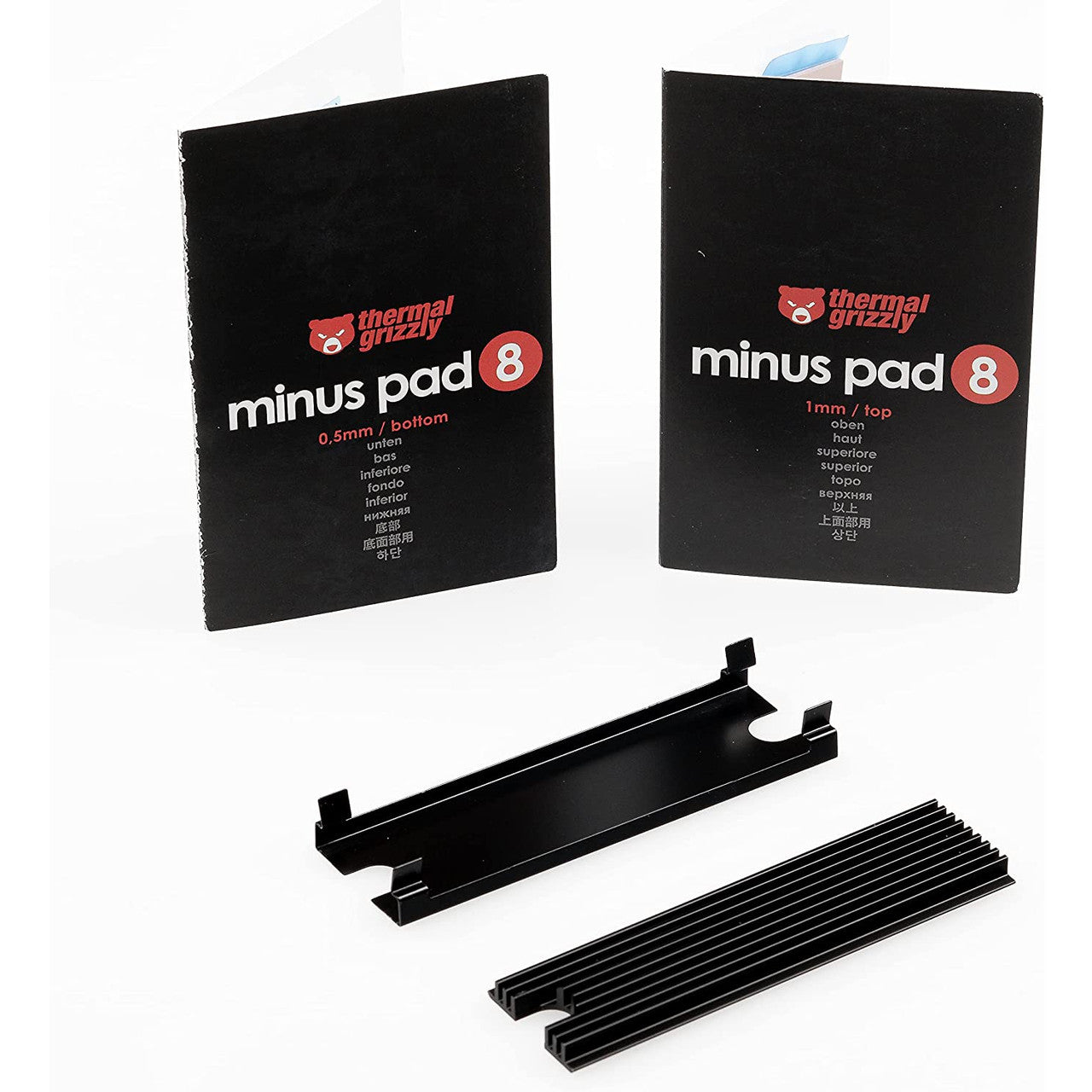 Thermal Grizzly NVMe M.2 SSD Cooler - 2x Thermal Pad, Aesthetic Black Color (TG-M2SSD-ABR)