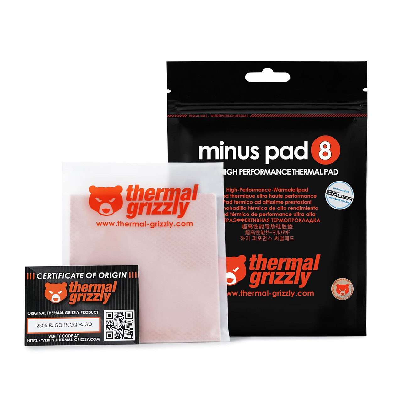 Thermal Grizzly Minus Pad 8-100x100x1.0mm Thermal Pad Compressibility SSDs, GPUs & Electronics (2-Pack) TG-MP8-100-100-10-2R