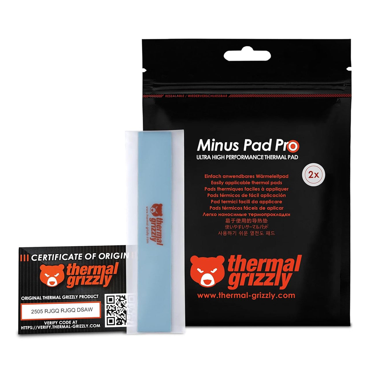Thermal Grizzly Minus Pad Pro Thermal Interface Pad, 120x20x0.5mm for SSDs, GPUs & Electronics (2-Pack) TG-MP-P-120-20-05-2