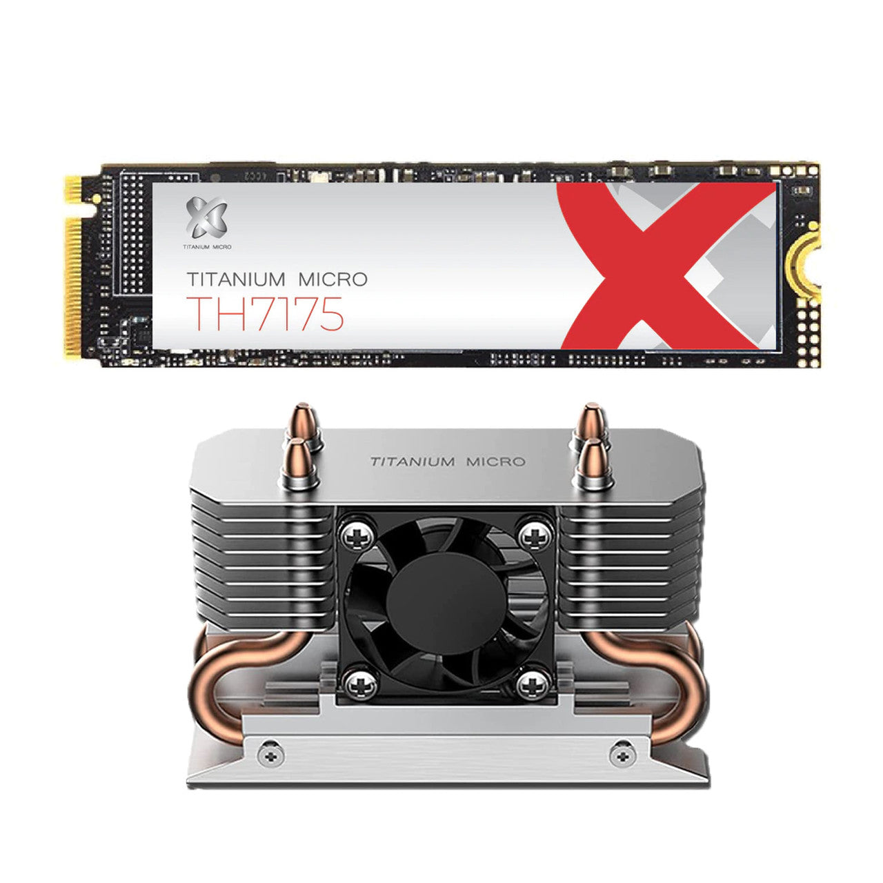 Titanium Micro TH7175 4TB PCIe NVME 4.0 Gen 4 M.2 2280 Internal SSD With Nitro Pro M.2 NVMe Cooler Heatsink with 30mm Fan
