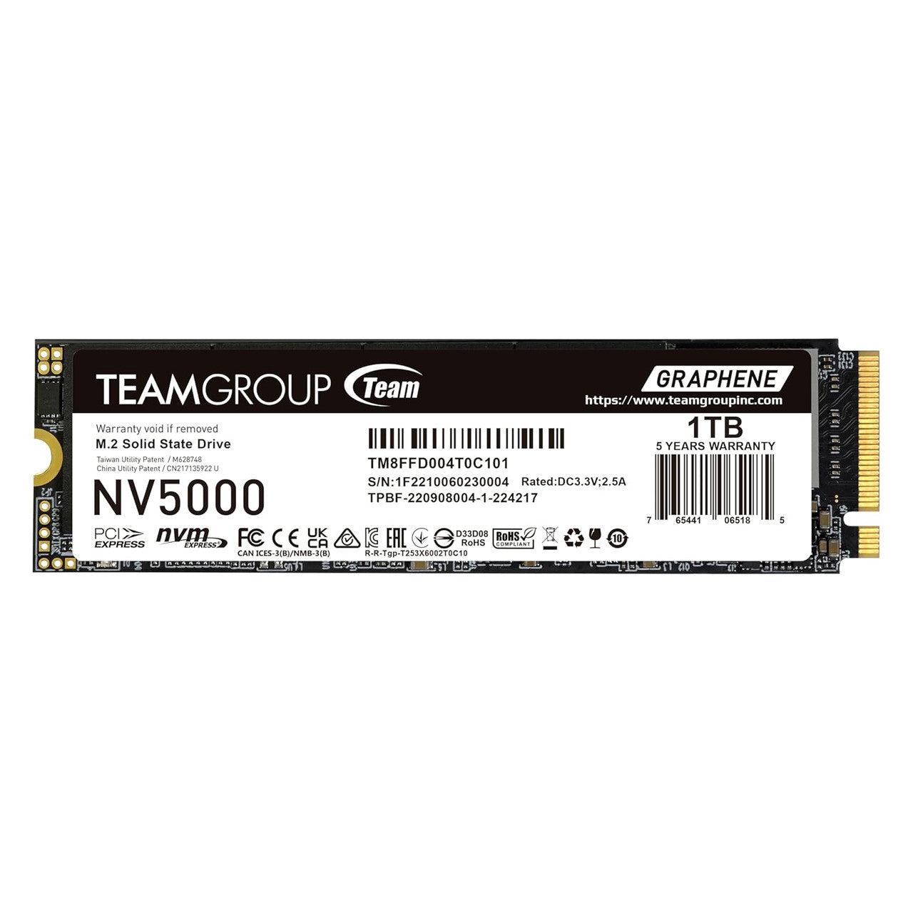 TEAMGROUP NV5000 1TB SLC Cache NVMe PCIe Gen4x4 M.2 2280 Laptop, Desktop SSD ReadSpeed up to 4500 MB/s TM8FGM001T0C101