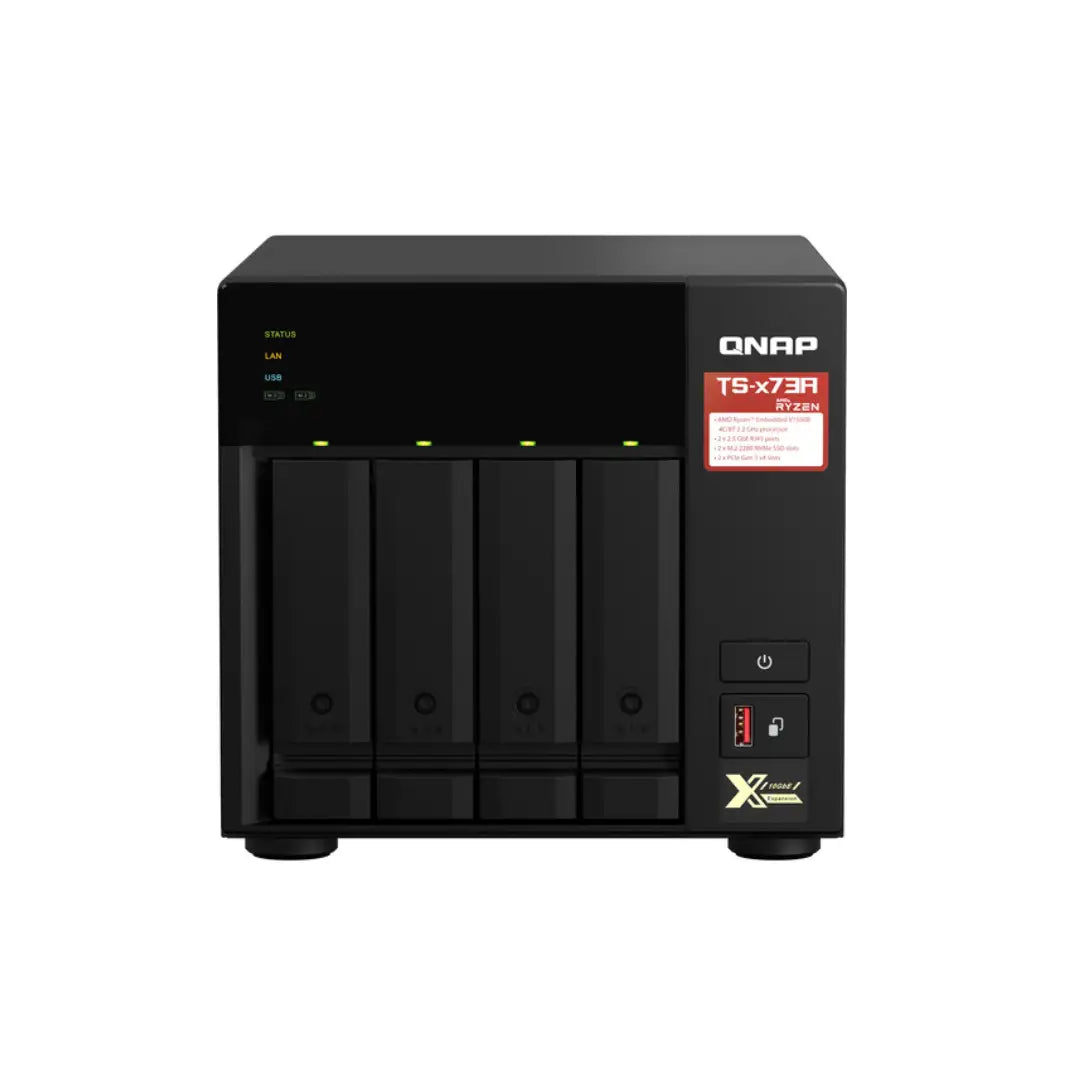 QNAP TS-473A 4-bay NAS/iSCSI IP-SAN, AMD Ryzen V1000 series V1500B 4C/8T 2.2 GHz, 8GB RAM, two 2.5GbE, 10G-ready TS-473A-8G-US
