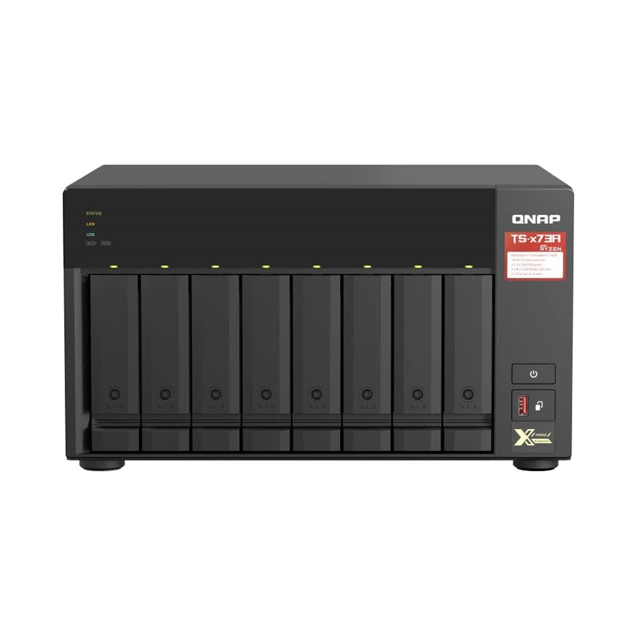 QNAP Desktop 8-bay NAS/iSCSI IP-SAN, AMD Ryzen V1500B 4C/8T 2.2 GHz, 8GB RAM, two 2.5GbE, 10G-ready TS-873A-8G-US