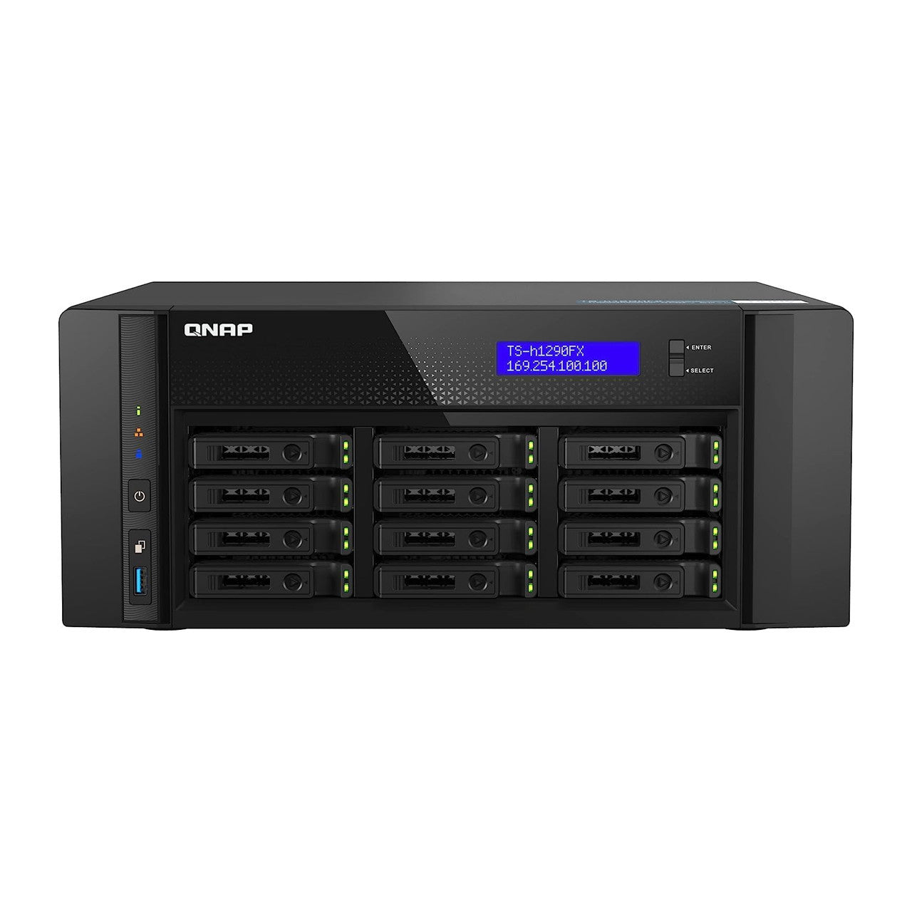 QNAP 12-Bay all-flash desktop NAS, AMD EPYC 7232P , 12 x 2.5" U.2 NVMe/SATA SSD , 64GB ECC RAM TS-H1290FX-7232P-64G-US