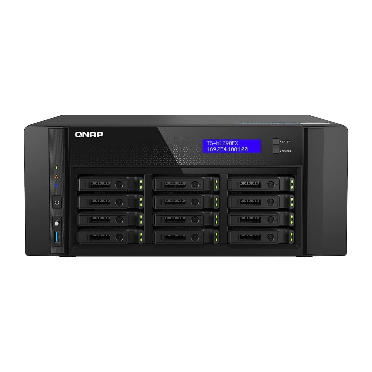QNAP 12-Bay all-flash desktop NAS, AMD EPYC 7302P , 12 x 2.5" U.2 NVMe/SATA SSD , 128GB ECC RAM TS-H1290FX-7302P-128G-US