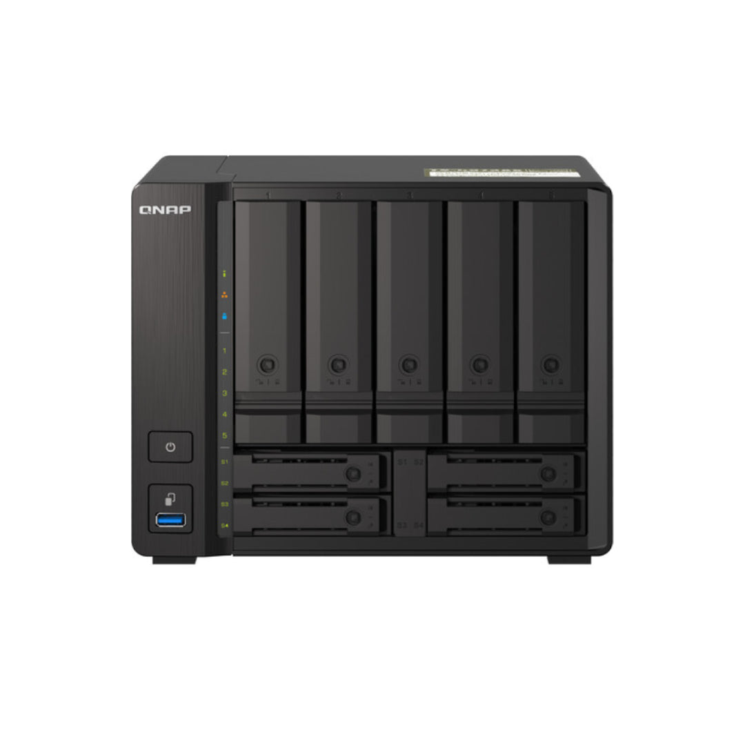 QNAP TS-H973AX 9-bay Desktop NAS, AMD Ryzen V1500B 4C 8T 2.2GHz, 8GB DDR4 SODIMM, 5 x 2.5"/3.5" SATA
