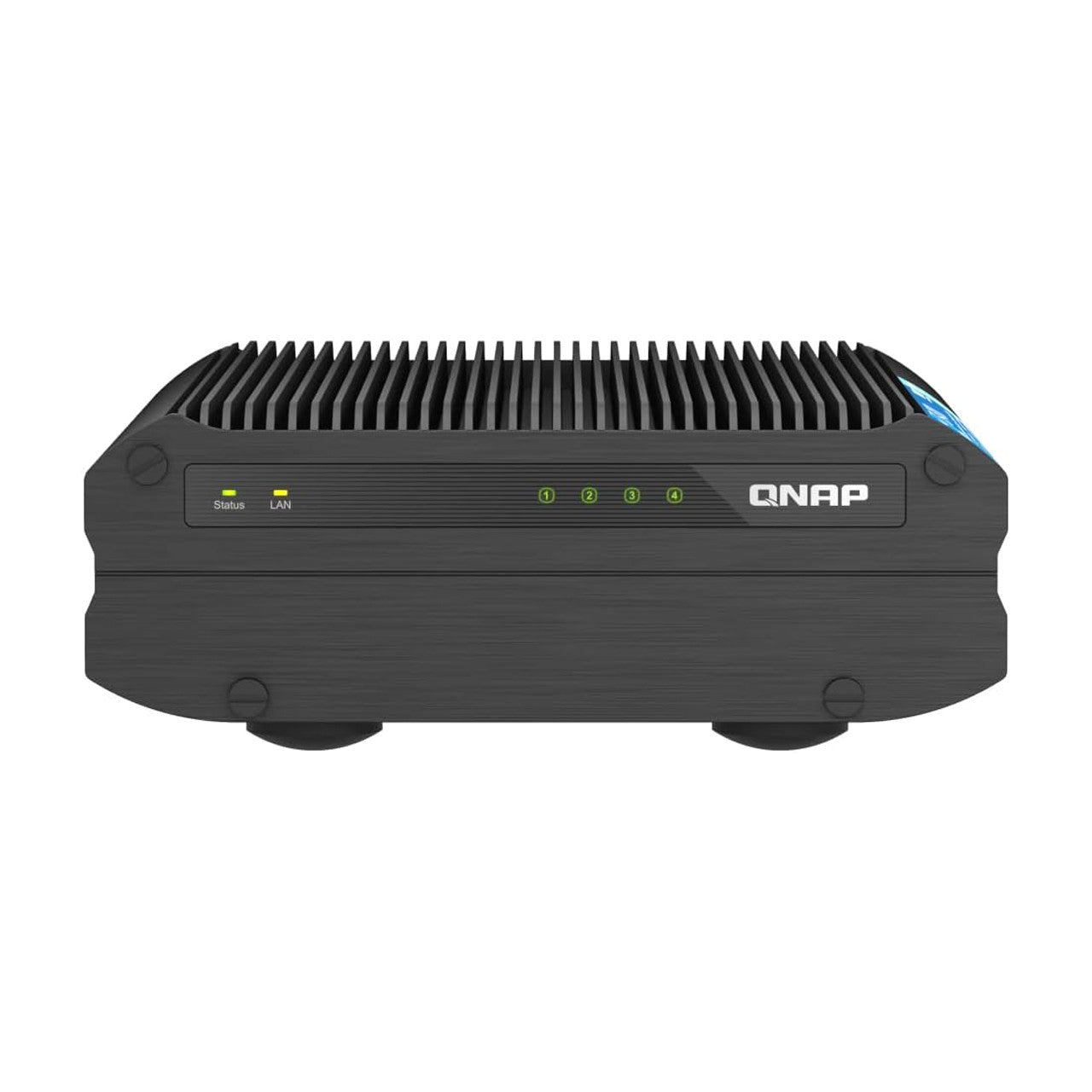QNAP 4-Bay fanless industrial NAS. Intel Atom x6425E quad-core, 8GB RAM onboard, 2 x 10GbE, 1 x HDMI 1.4b TS-i410X-8G-US