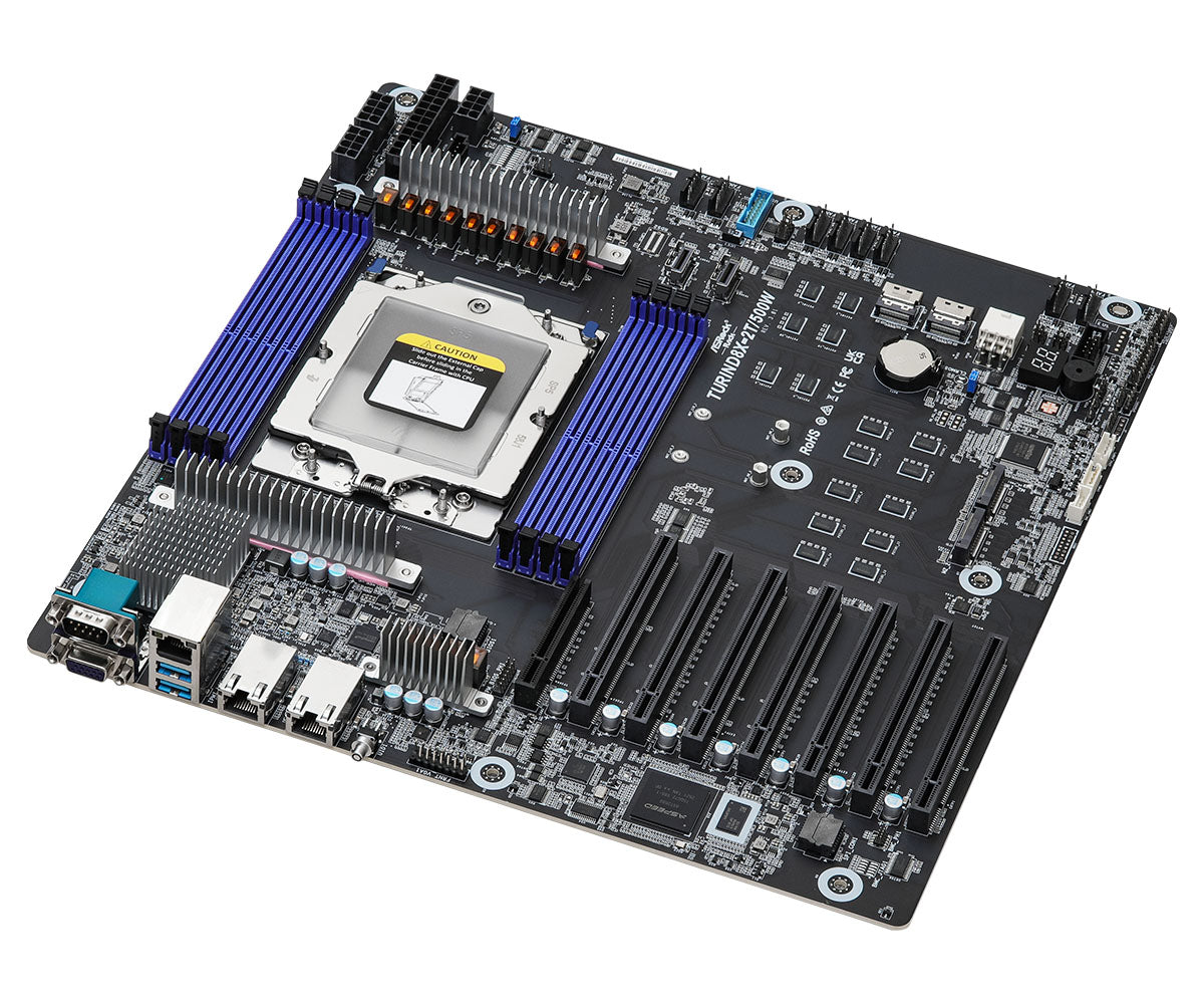 ASRock Rack Single SP5 EEB Server Motherboard, 500W TDP, AMD EPYC 9005/9004, DDR5, PCIe 5.0, Dual 10GbE, TURIND8X-2T/500W