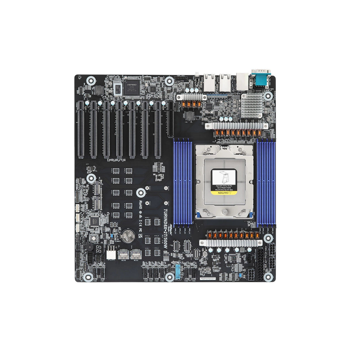 ASRock Rack Single SP5 EEB Server Motherboard, 500W TDP, AMD EPYC 9005/9004, DDR5, PCIe 5.0, Dual 10GbE, TURIND8X-2T/500W