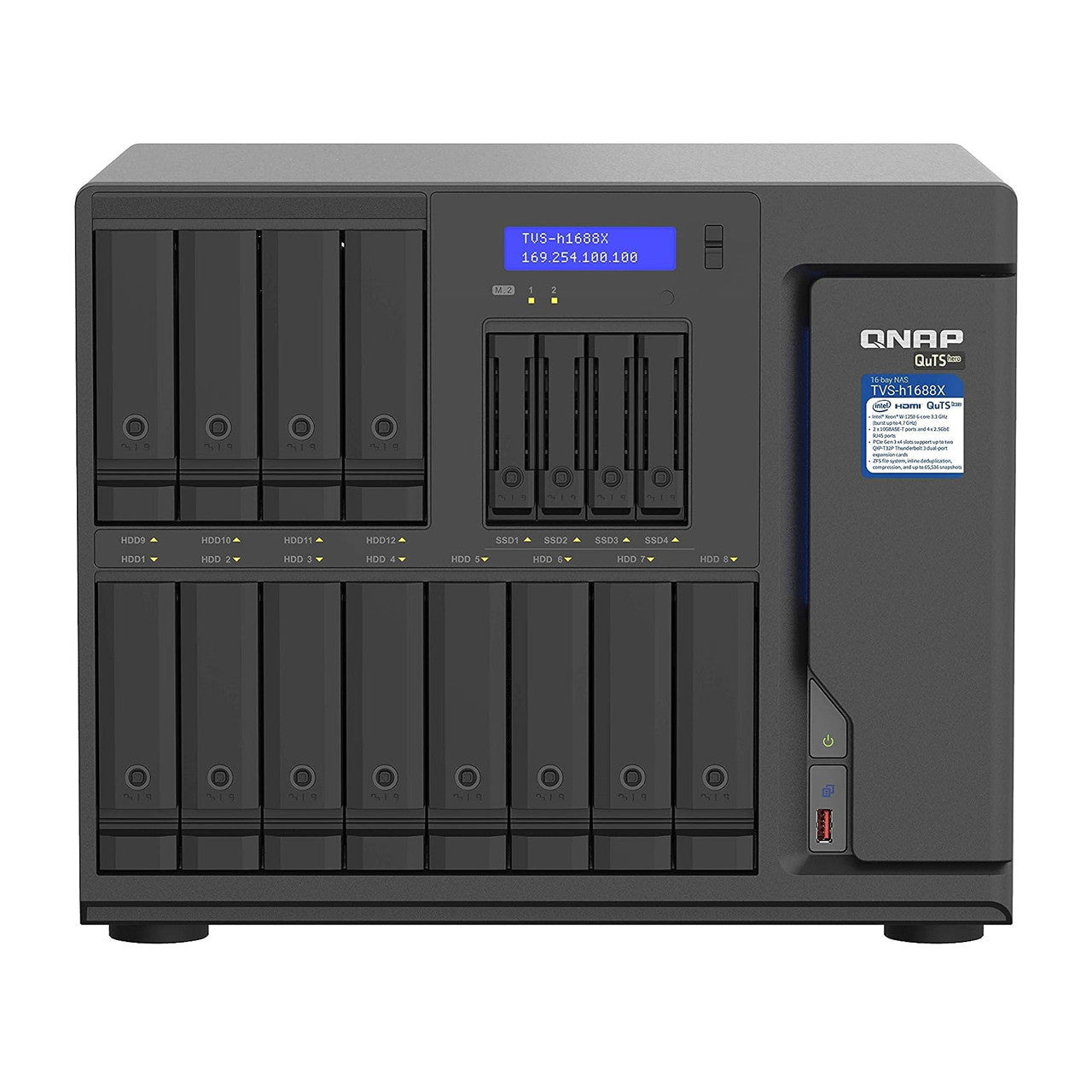 QNAP 16-Bay TurboNAS (12 x 3.5" HDD+ 4 x 2.5" SSD), SATA 6G, Intel Xeon W-1250 6 cores, 32GB DDR4 ECC TVS-H1688X-W1250-32G-US