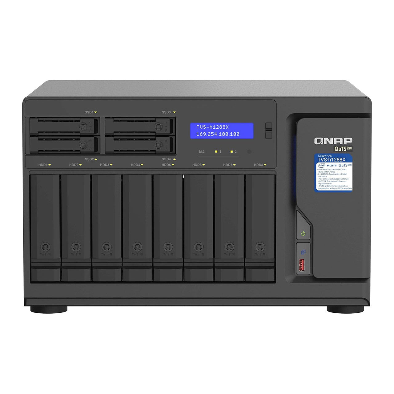 QNAP 12-Bay TurboNAS (8 x 3.5" HDD+ 4 x 2.5" SSD), SATA 6G, Intel Xeon W-1250 6 cores, 16GB DDR4 ECC TVS-H1288X-W1250-16G-US